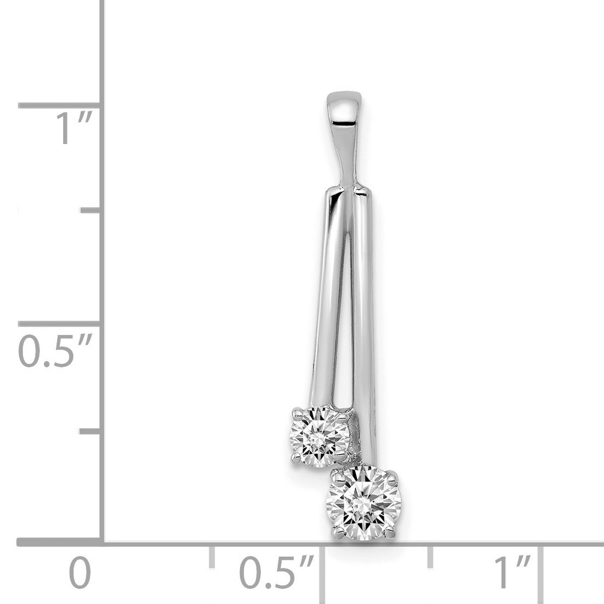 AA Diamond Two Stone Charm Pendant in Real 14k White Gold