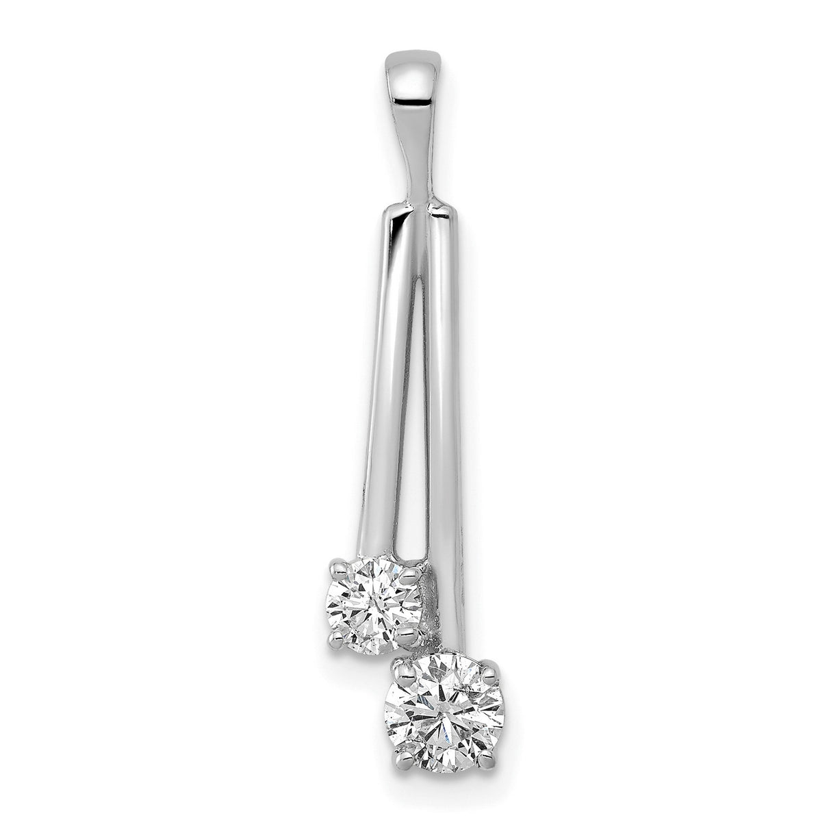 AA Diamond Two Stone Charm Pendant in Real 14k White Gold
