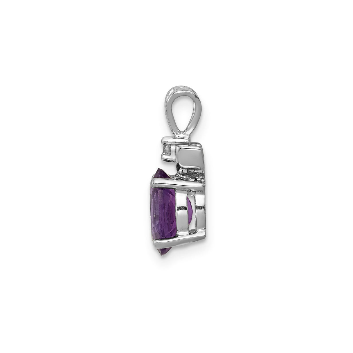 14k White Gold Amethyst Pendant with Diamond Accent, February Birthstone Jewelry for Women