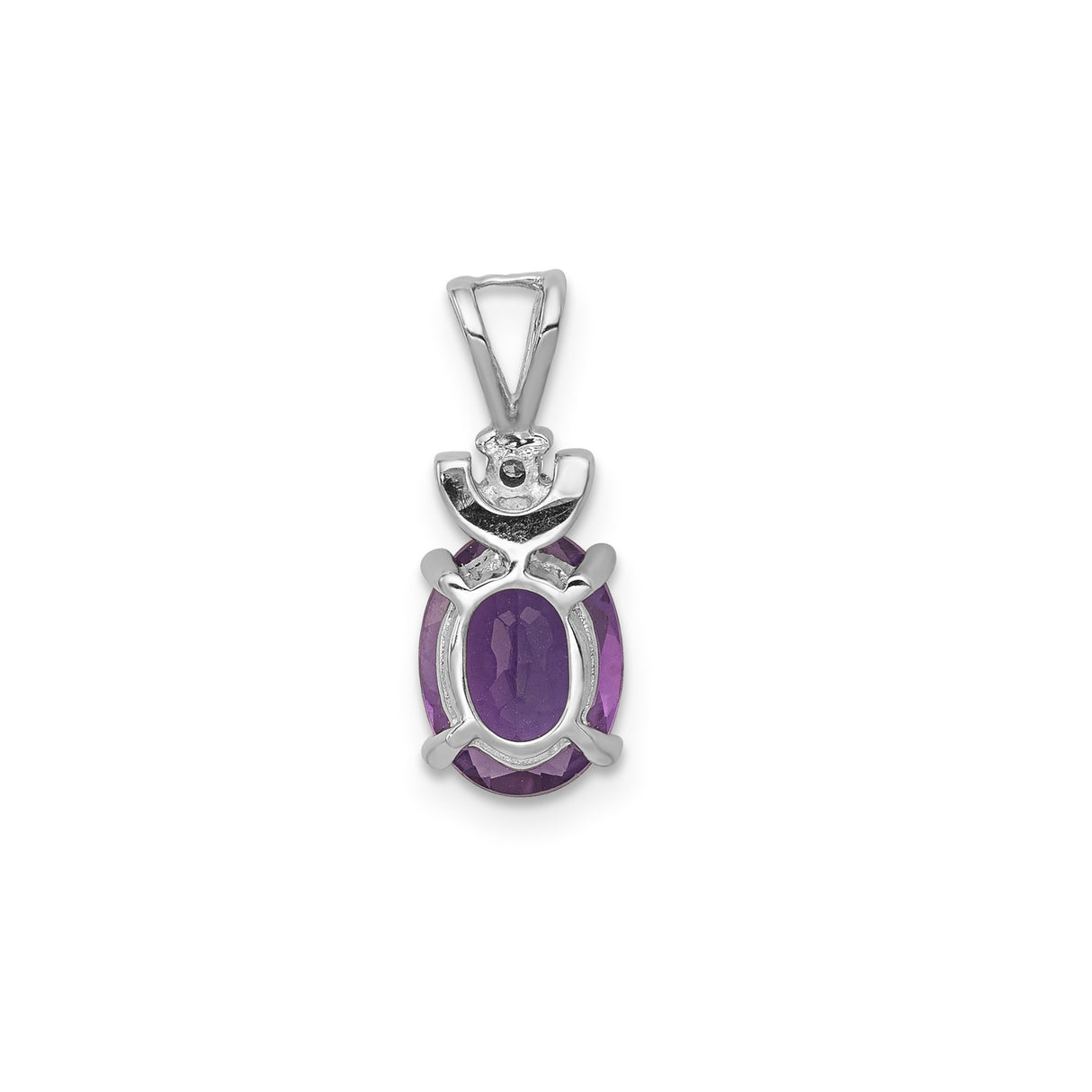 14k White Gold Amethyst Pendant with Diamond Accent, February Birthstone Jewelry for Women