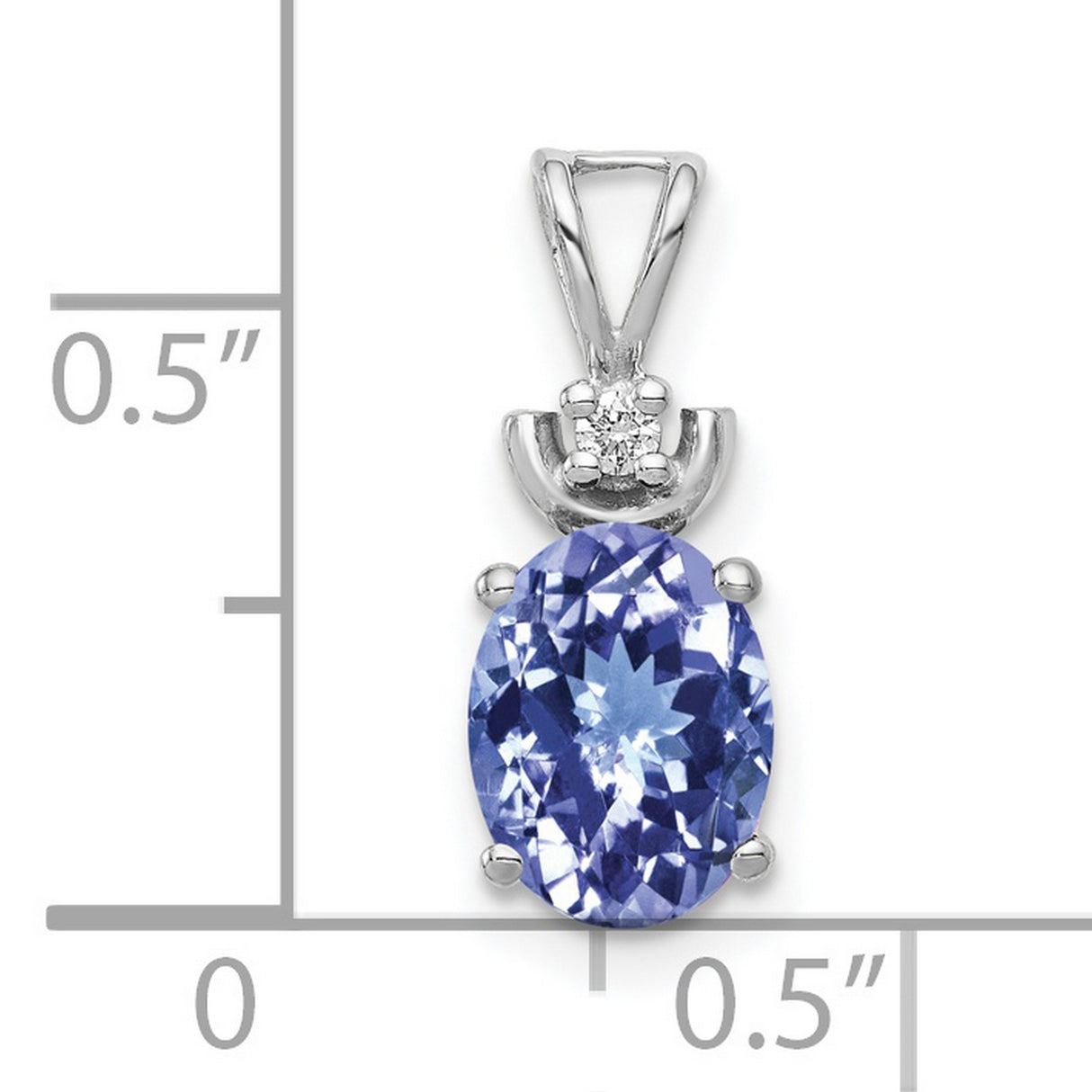 8x6mm Oval Tanzanite AAA Diamond Charm Pendant in Real 14k White Gold