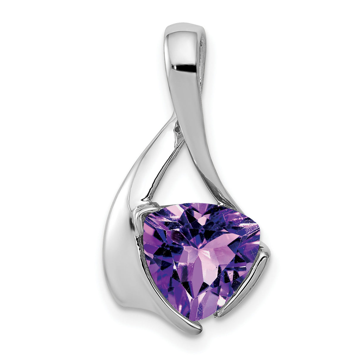 8mm Amethyst Charm Pendant in Real 14k White Gold
