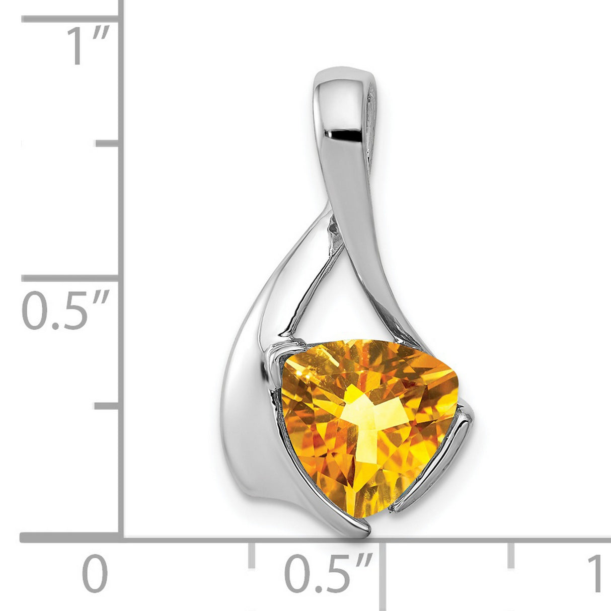 8mm Citrine Charm Pendant in Real 14k White Gold
