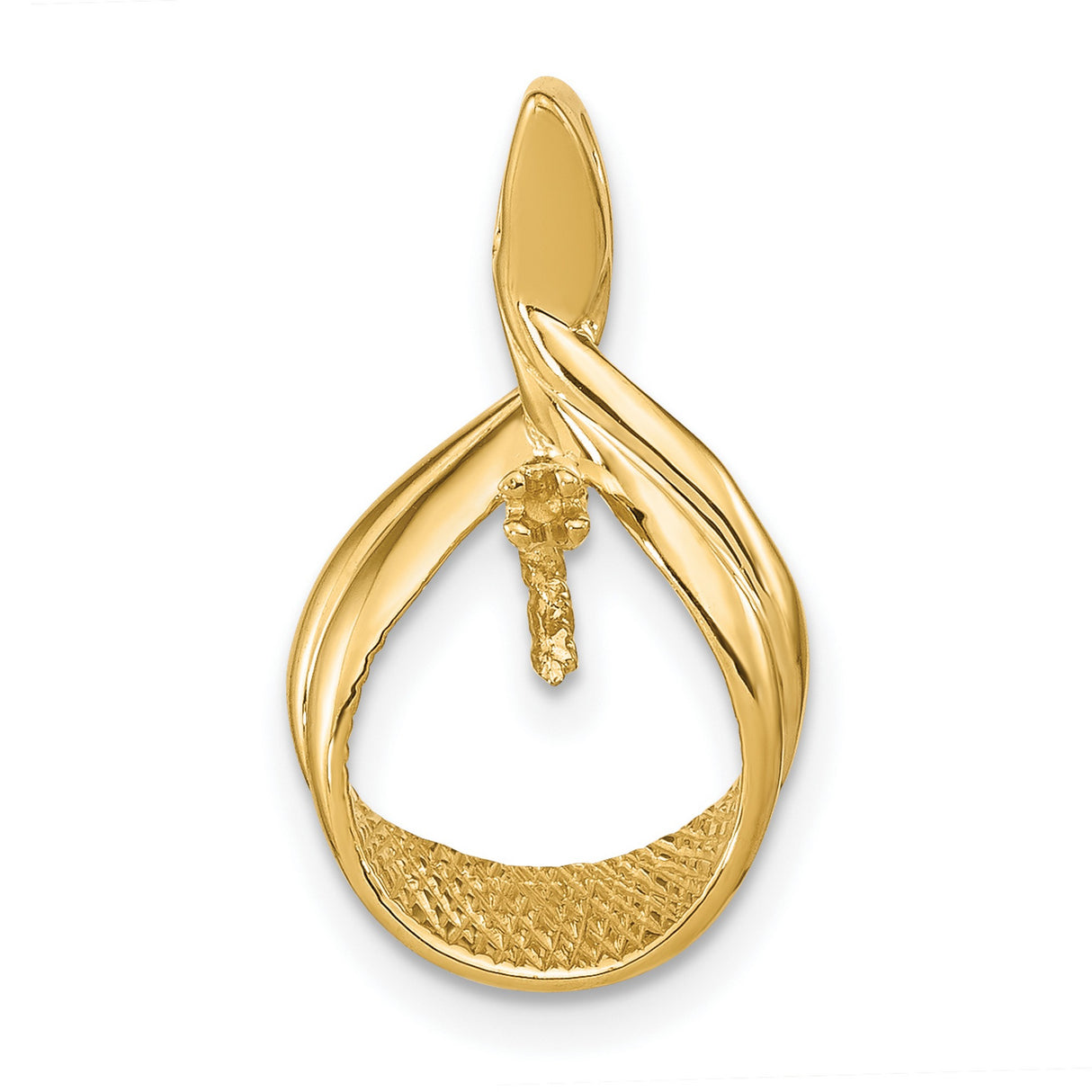 7mm White Round Freshwater Cultured Pearl AA Diamond Charm Pendant in Real 14k Yellow Gold