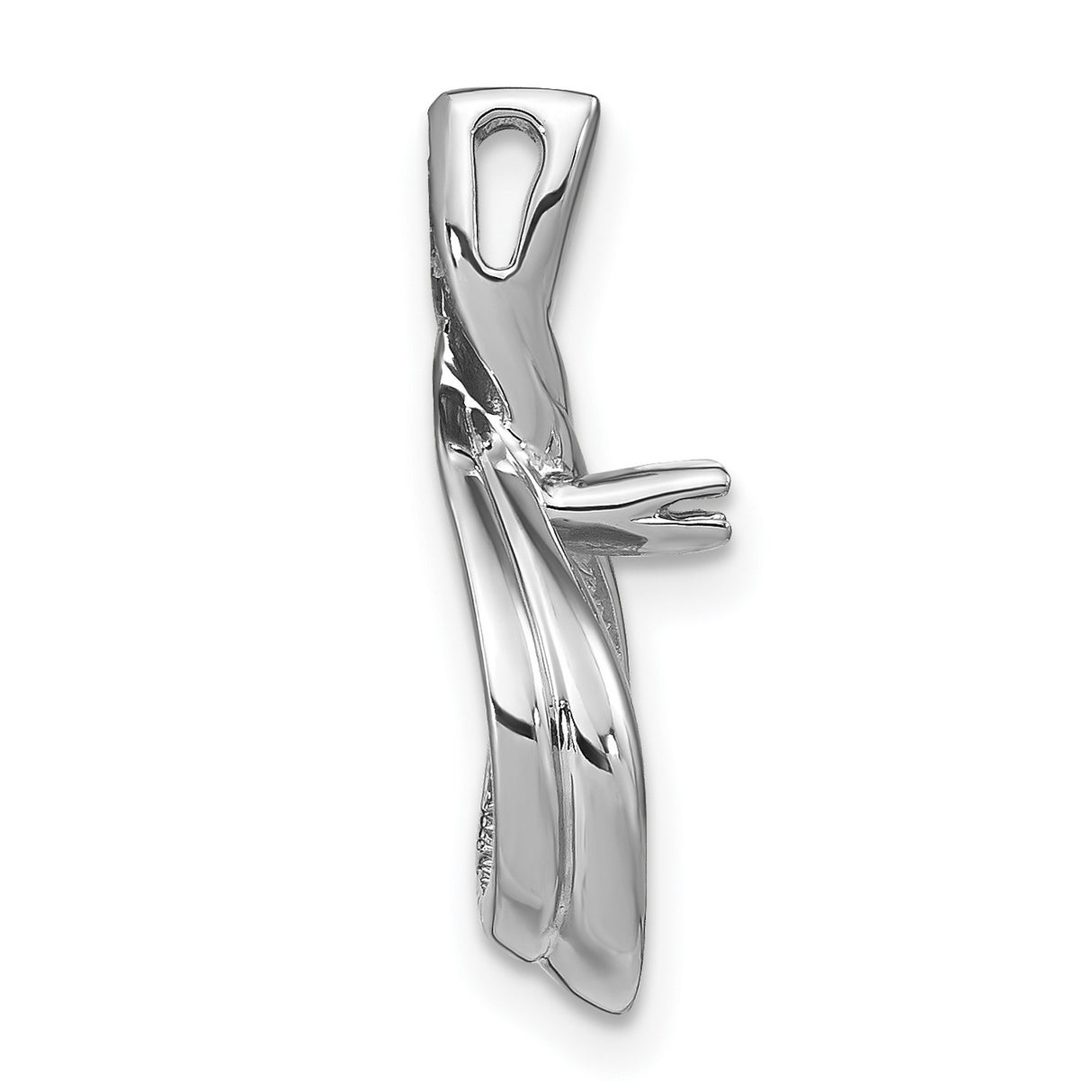 7mm White Round Freshwater Cultured Pearl VS Diamond Charm Pendant in Real 14k White Gold