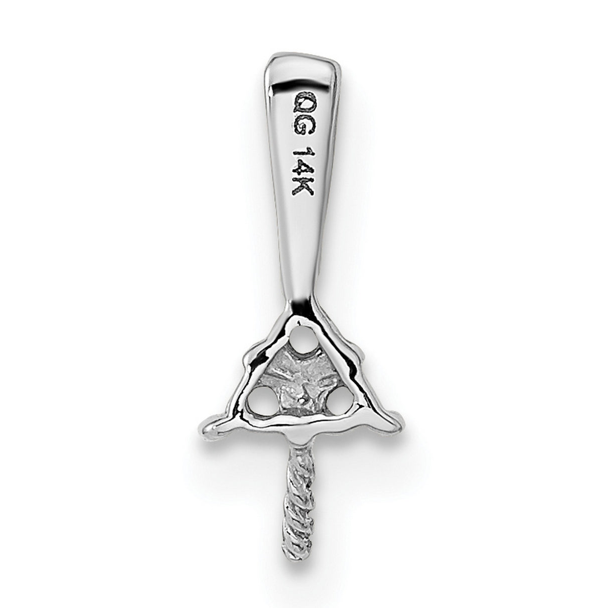 7mm White Round Freshwater Cultured Pearl VS Diamond Charm Pendant in Real 14k White Gold