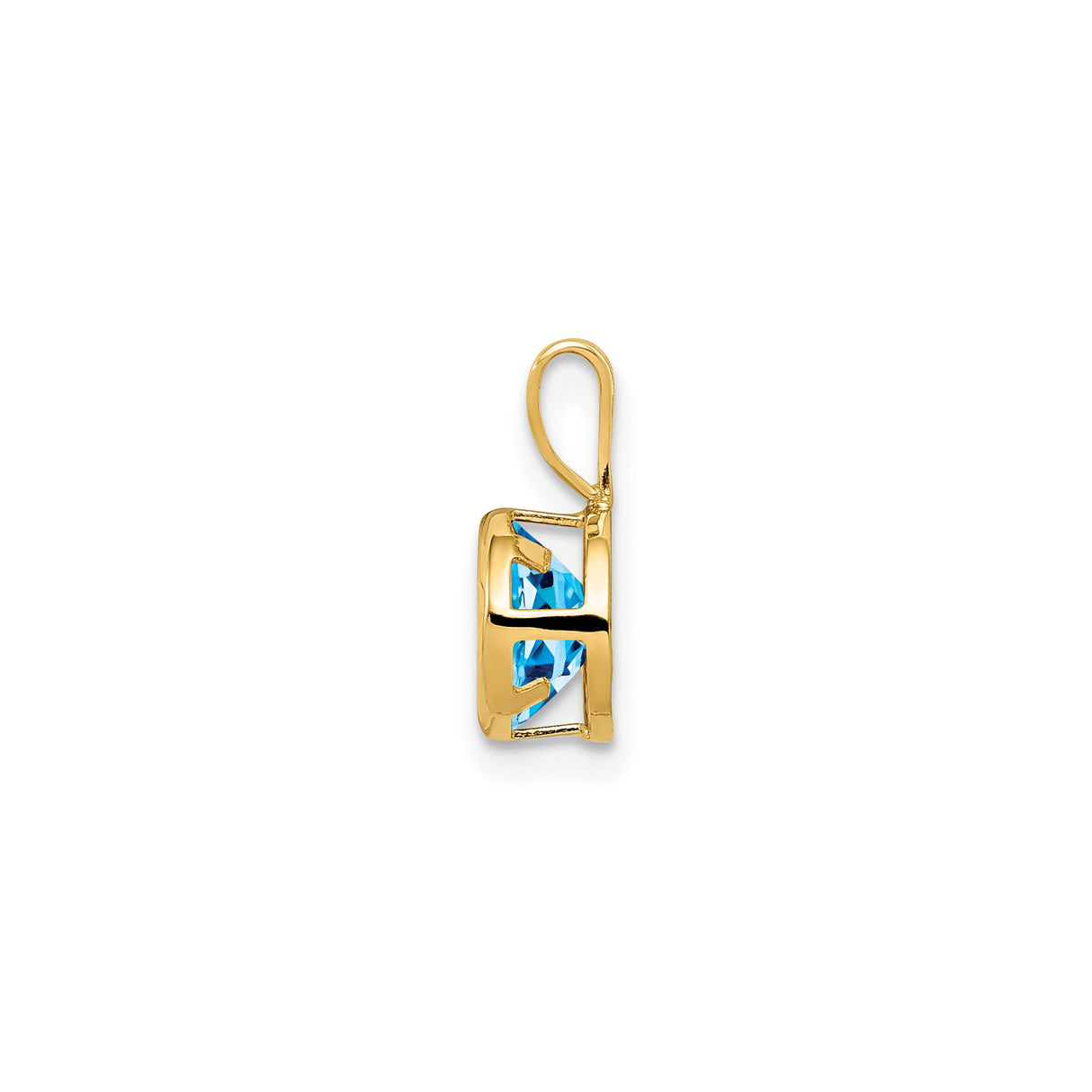 14k Yellow Gold Pendant with Swiss Blue Topaz, Bezel Setting, Classic Minimalist Style
