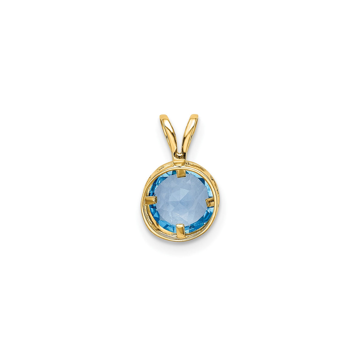 14k Yellow Gold Pendant with Swiss Blue Topaz, Bezel Setting, Classic Minimalist Style