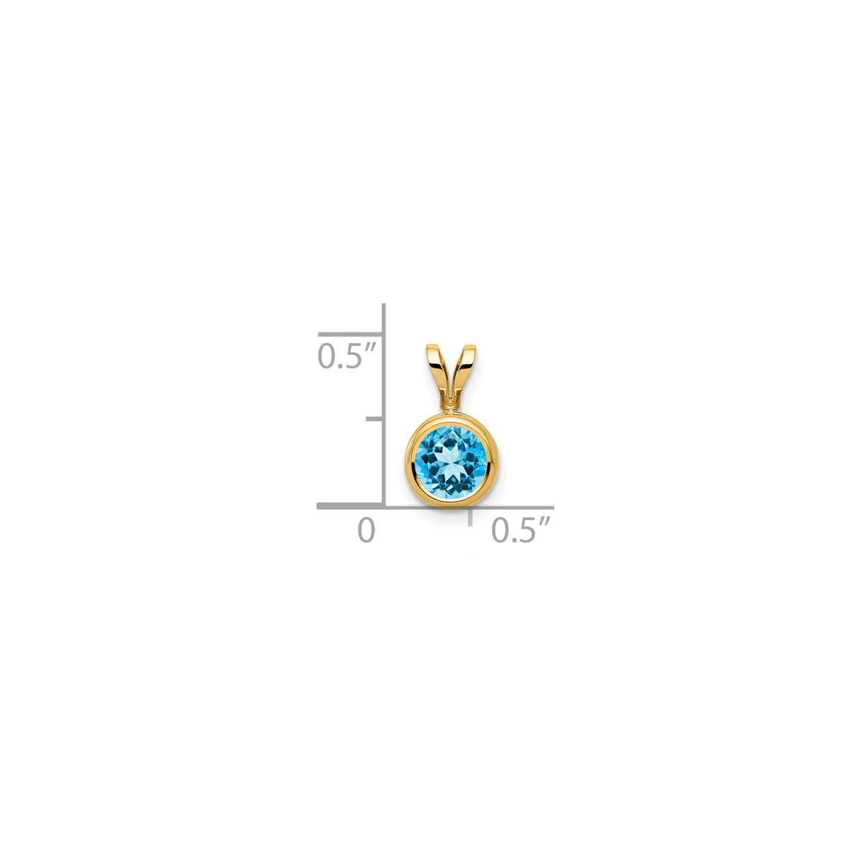 14k Yellow Gold Pendant with Swiss Blue Topaz, Bezel Setting, Classic Minimalist Style
