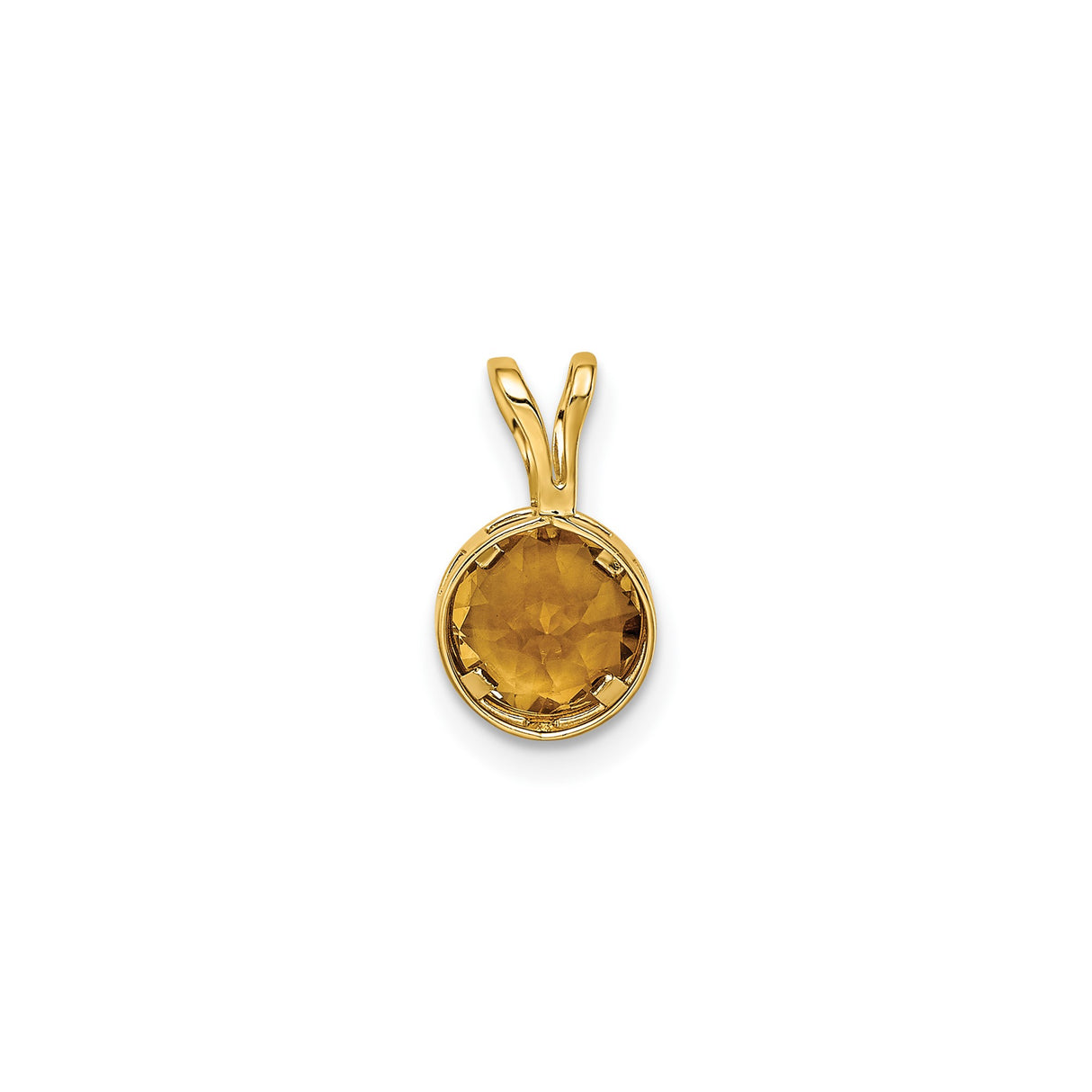 14k Yellow Gold Pendant with Round Citrine in Bezel Setting, Classic Minimalist Design