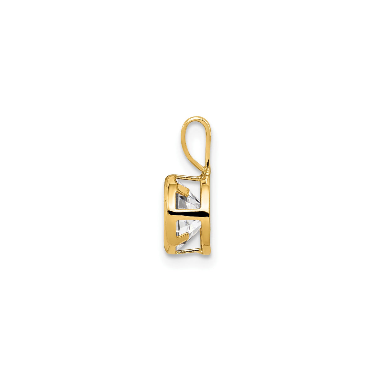 14k Yellow Gold Solitaire Pendant with Round Cut Cubic Zirconia in Bezel Setting