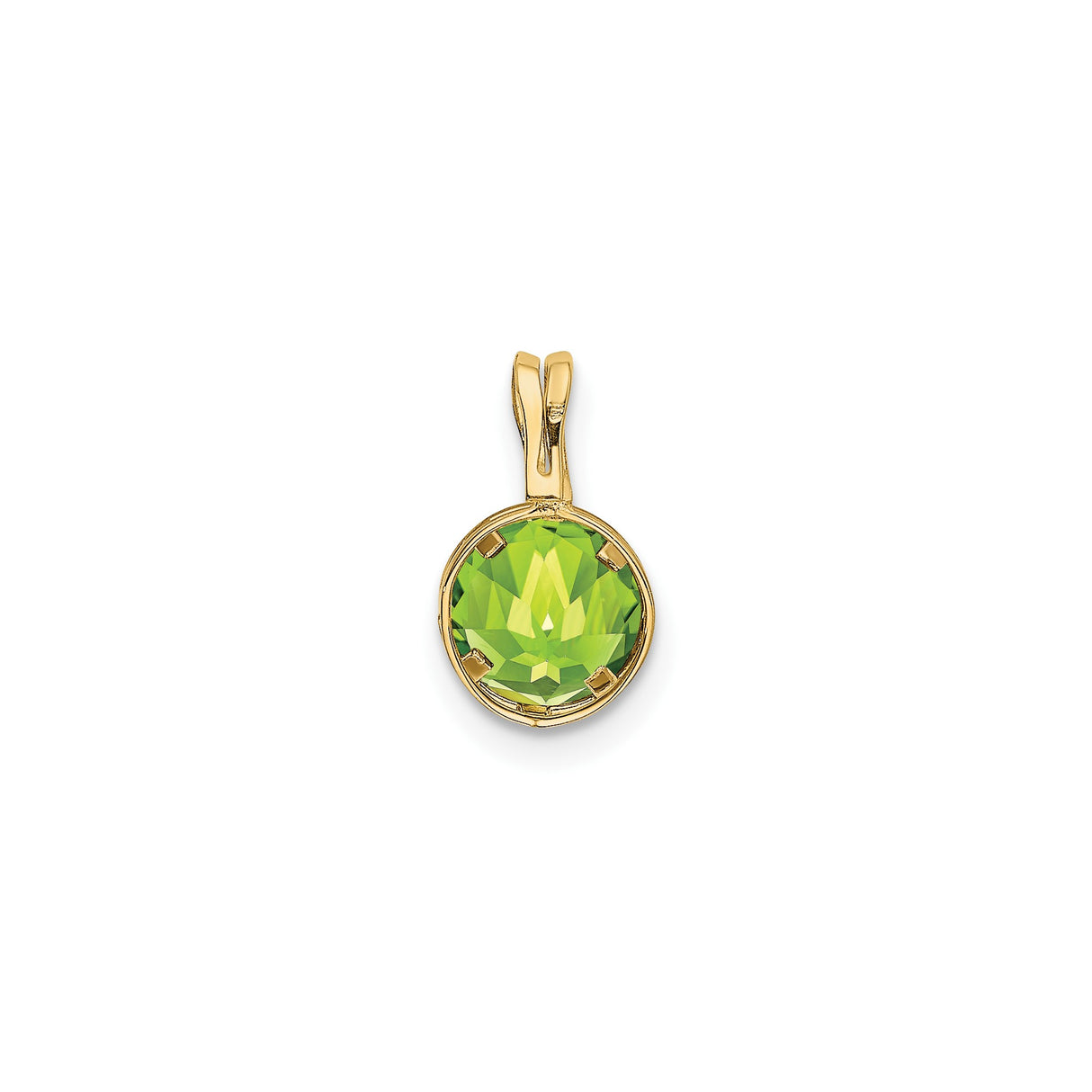 14k Yellow Gold Peridot Pendant with Bezel Setting, Minimalist August Birthstone Charm