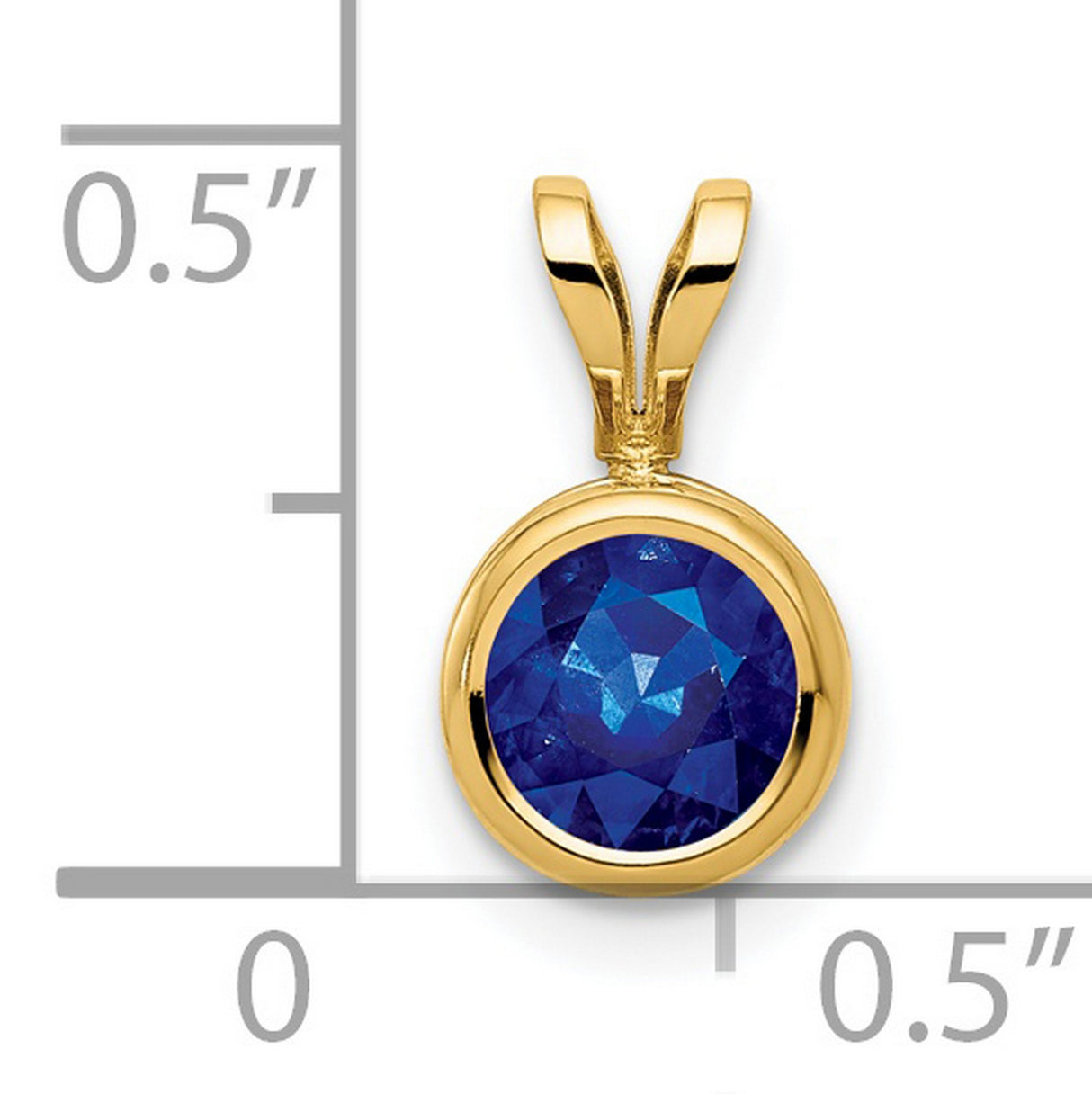 6mm Sapphire bezel Charm Pendant in Real 14k Yellow Gold