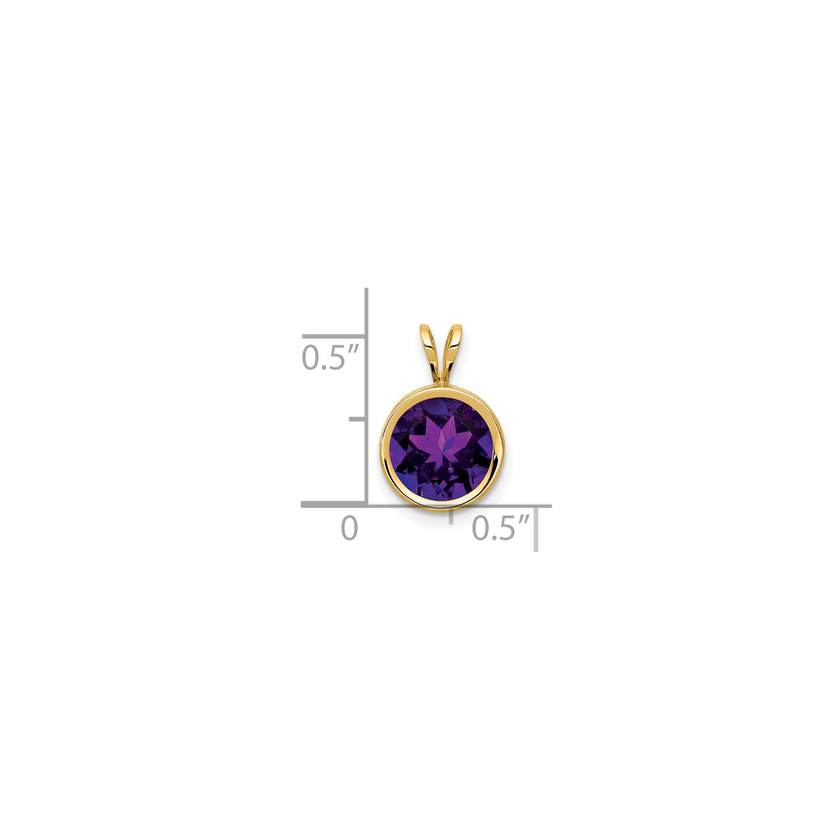14k Yellow Gold Pendant with Round Amethyst in Bezel Setting , February Birthstone Jewelry