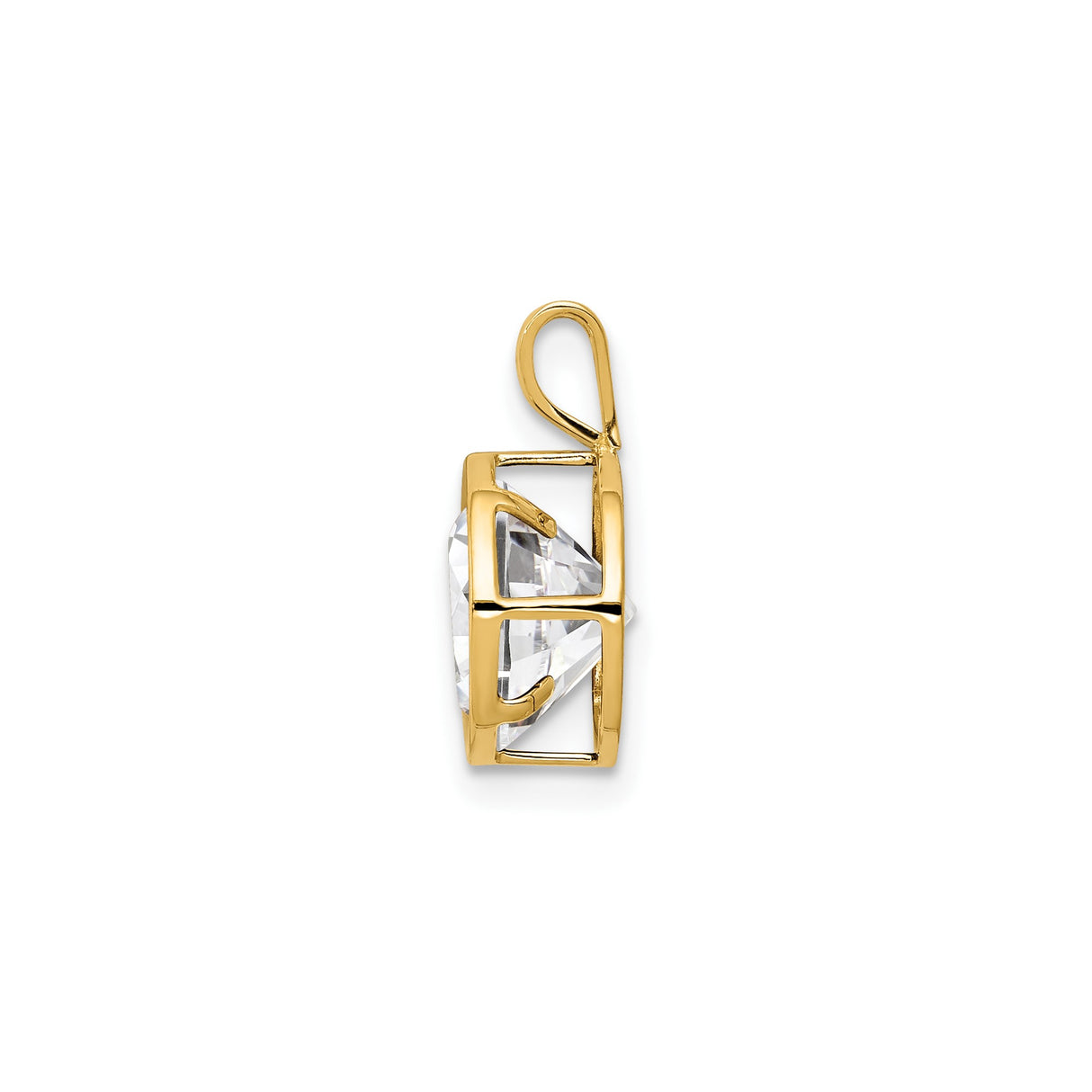 14k Yellow Gold Solitaire Pendant with Cubic Zirconia, Bezel Setting, Minimalist Design