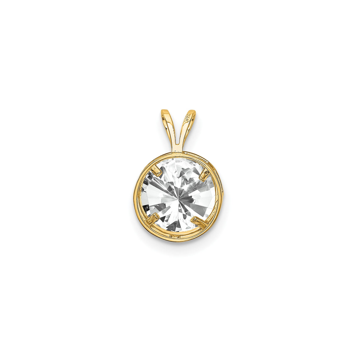 14k Yellow Gold Solitaire Pendant with Cubic Zirconia, Bezel Setting, Minimalist Design