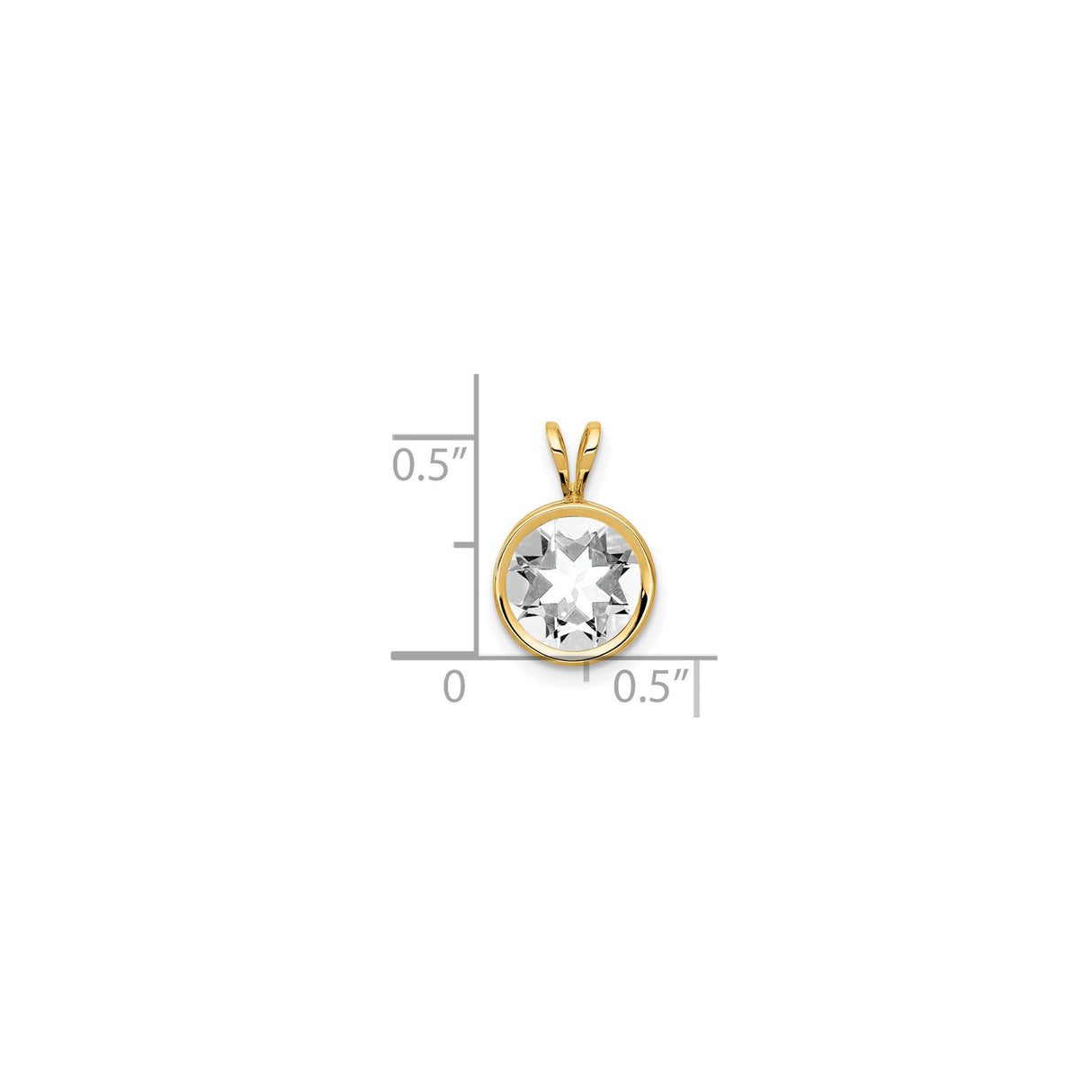 14k Yellow Gold Solitaire Pendant with Cubic Zirconia, Bezel Setting, Minimalist Design
