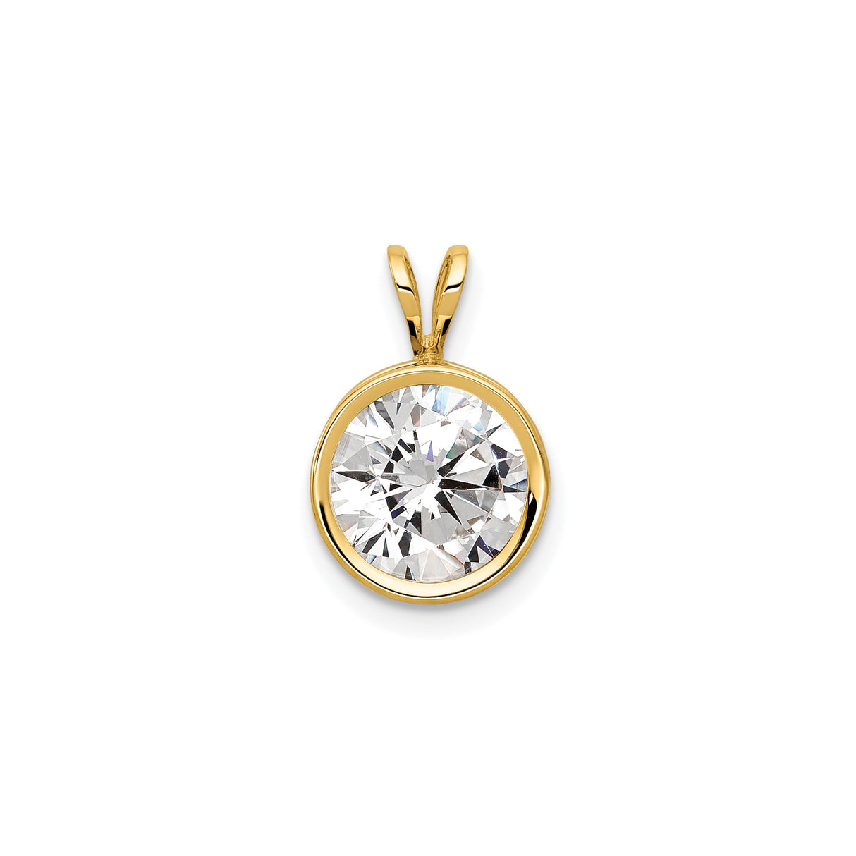 14k Yellow Gold Solitaire Pendant with Cubic Zirconia, Bezel Setting, Minimalist Design