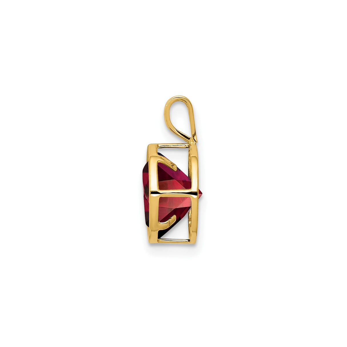 14k Yellow Gold Lotus Pendant with Garnet in Round Bezel Setting, Minimalist Spiritual Charm for Women