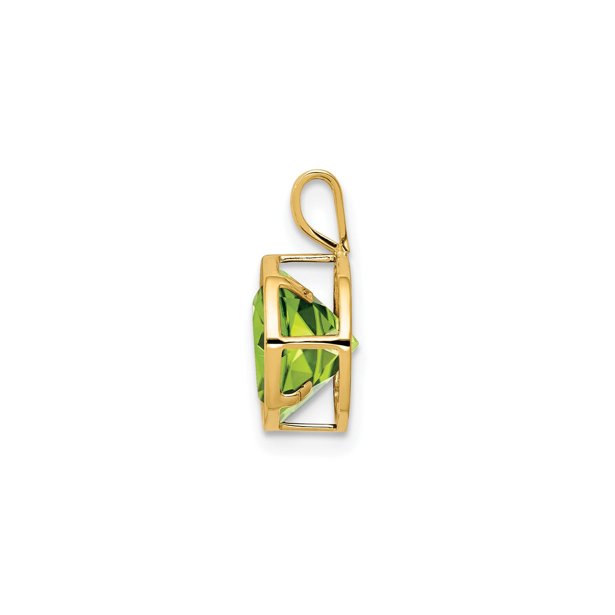 14k Yellow Gold Peridot Pendant with Bezel Setting, August Birthstone Charm for Women