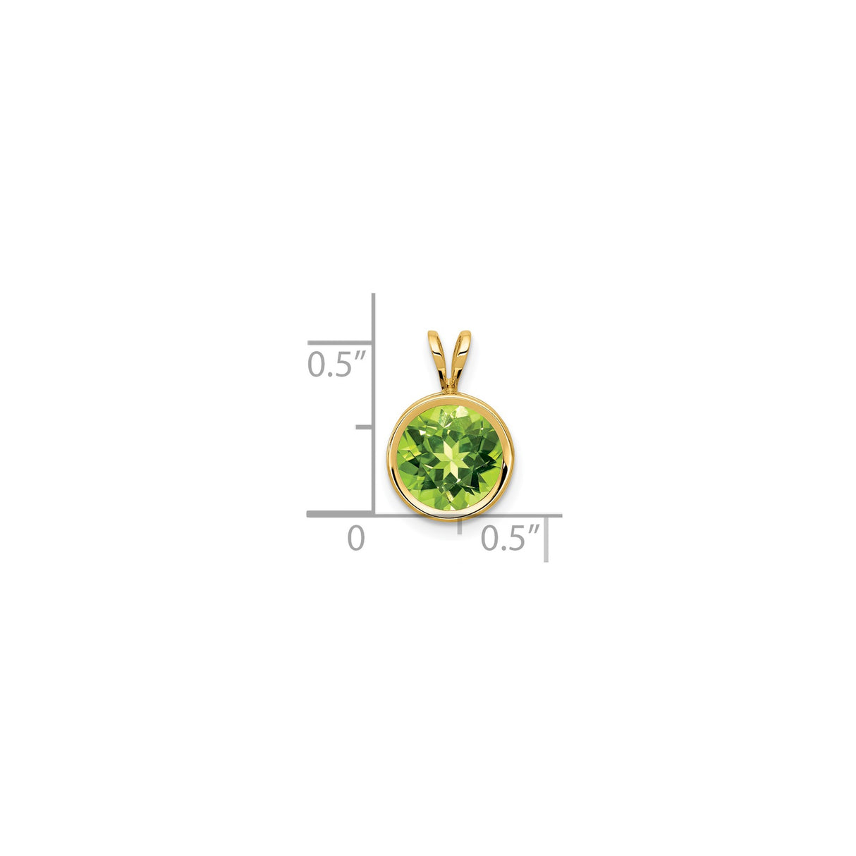 14k Yellow Gold Peridot Pendant with Bezel Setting, August Birthstone Charm for Women