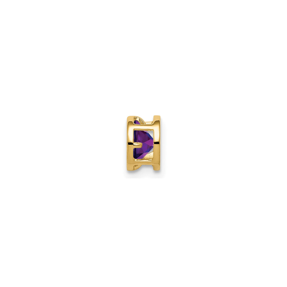 14k Yellow Gold Stud Earrings with Round Amethyst in Bezel Setting, February Birthstone Jewelry