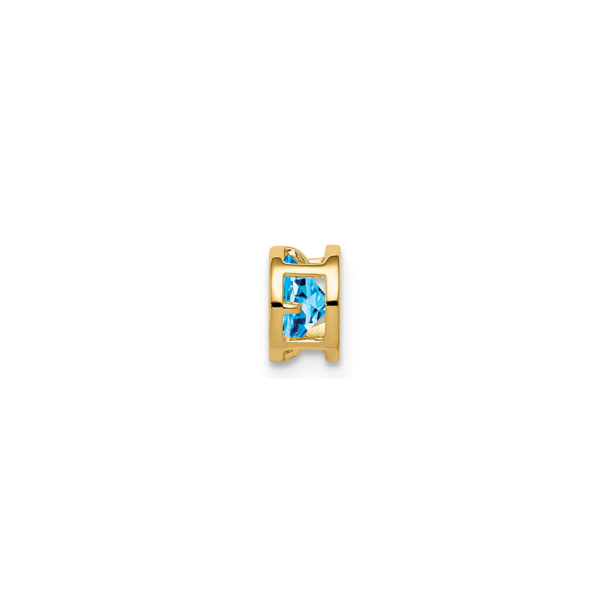 14k Yellow Gold Stud Earrings with Swiss Blue Topaz in Bezel Setting, Minimalist Design for Women