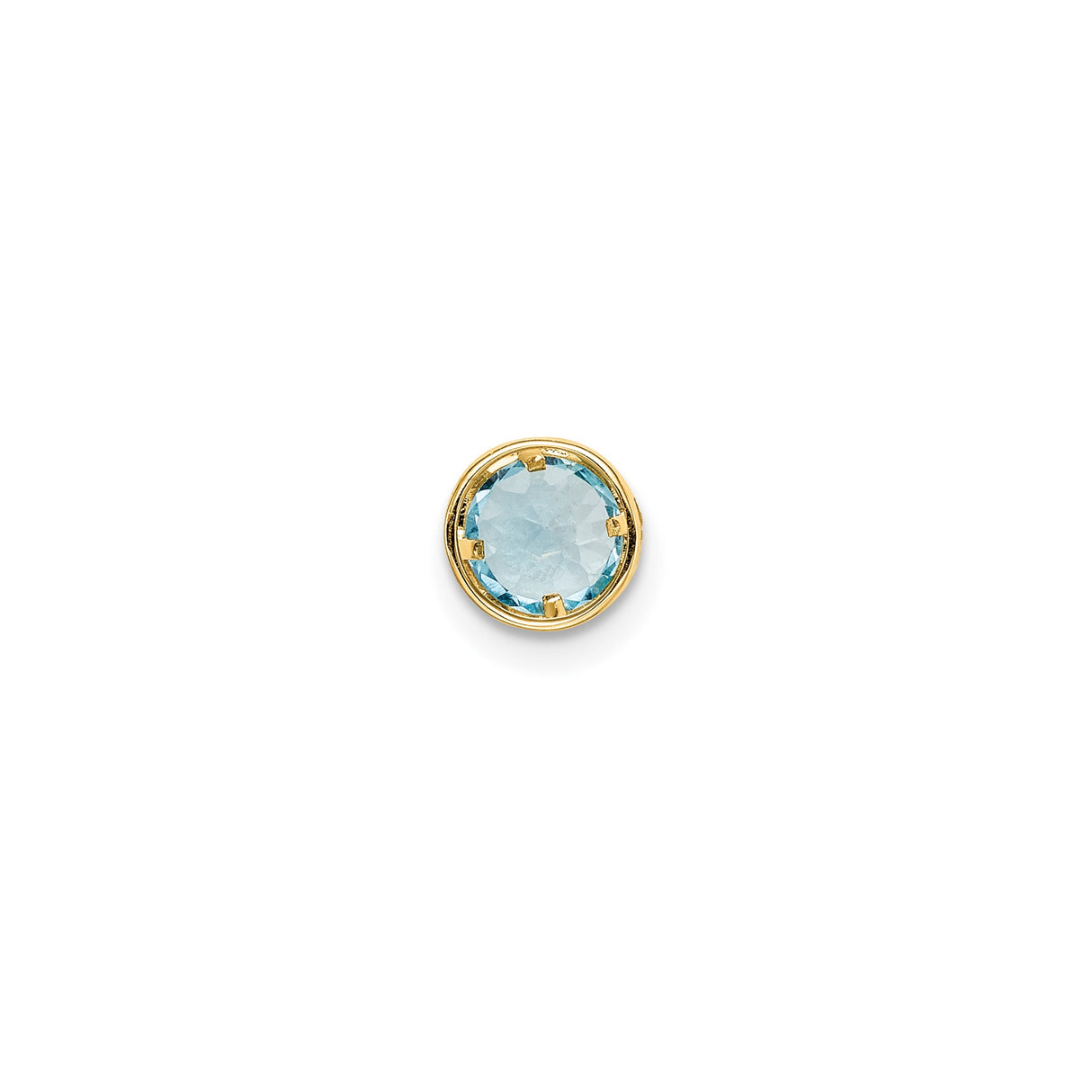 14k Yellow Gold Stud Earrings with Swiss Blue Topaz in Bezel Setting, Minimalist Design for Women