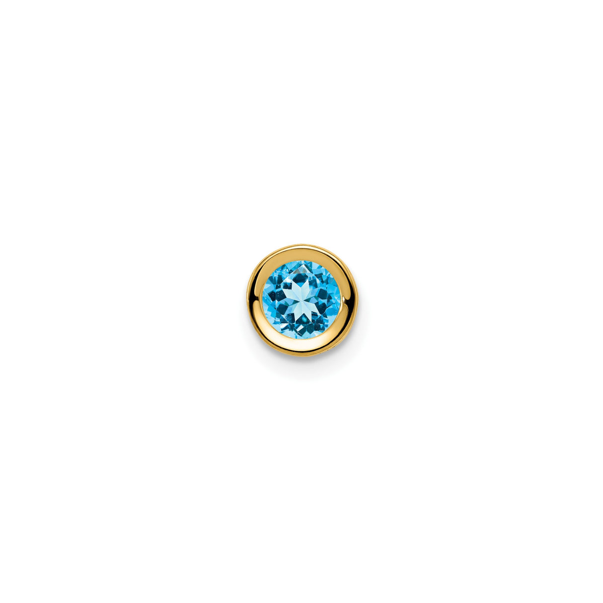 14k Yellow Gold Stud Earrings with Swiss Blue Topaz in Bezel Setting, Minimalist Design for Women