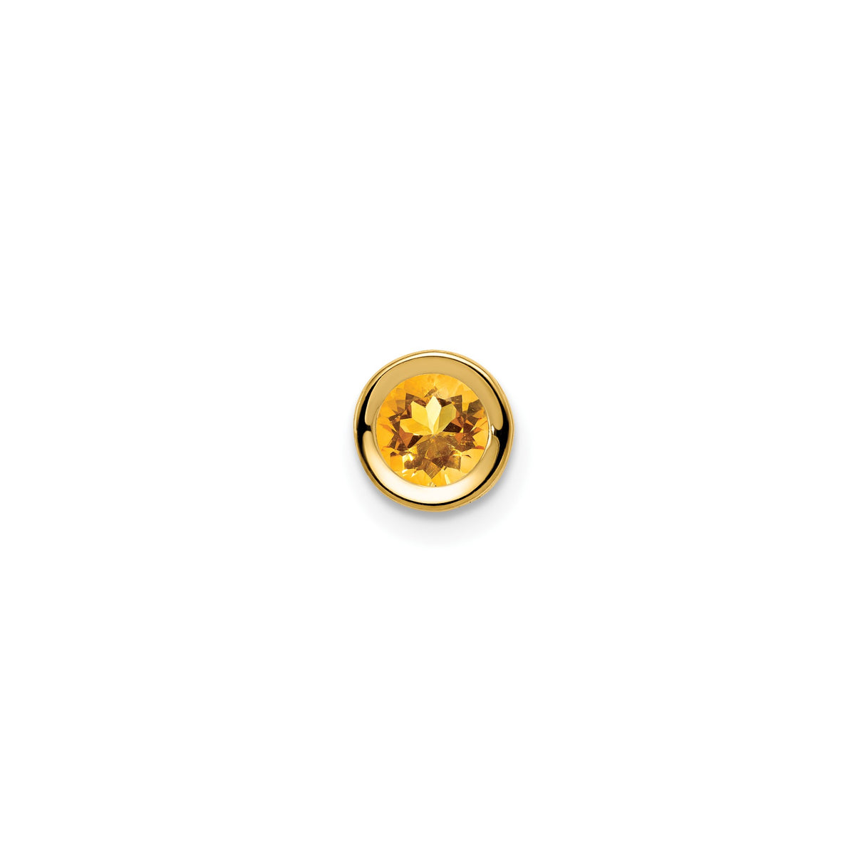 14k Yellow Gold Citrine Stud Earrings, Round Bezel Set, Minimalist Modern Design for Women