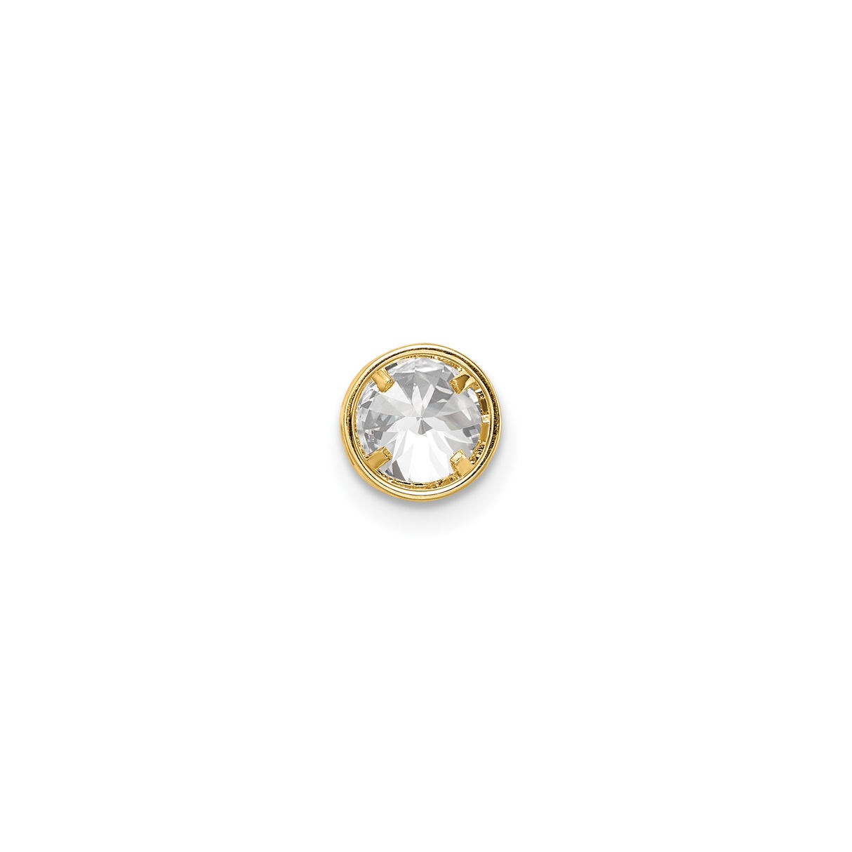 14k Yellow Gold Stud Earrings with Cubic Zirconia, Bezel Set Round Minimalist Design for Women