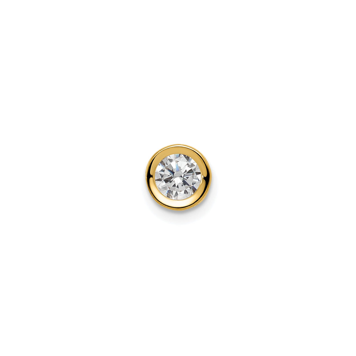 14k Yellow Gold Stud Earrings with Cubic Zirconia, Bezel Set Round Minimalist Design for Women