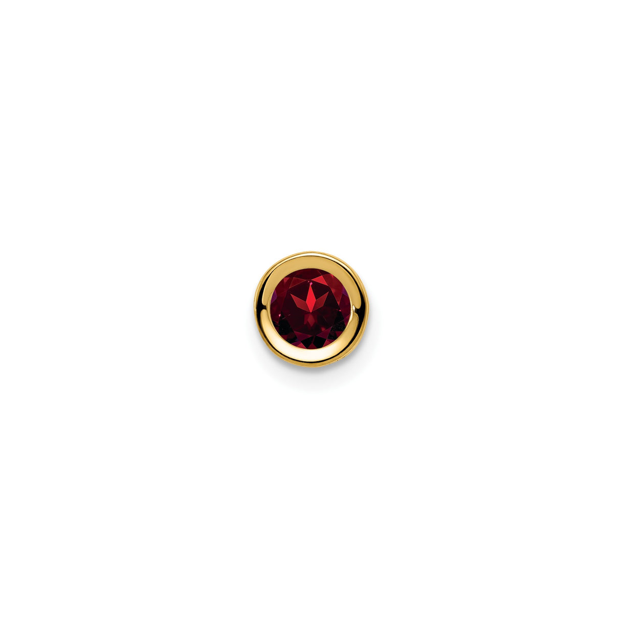 14k Yellow Gold Garnet Stud Earrings, Round Cut Solitaire Bezel Set, Minimalist Jewelry for Women