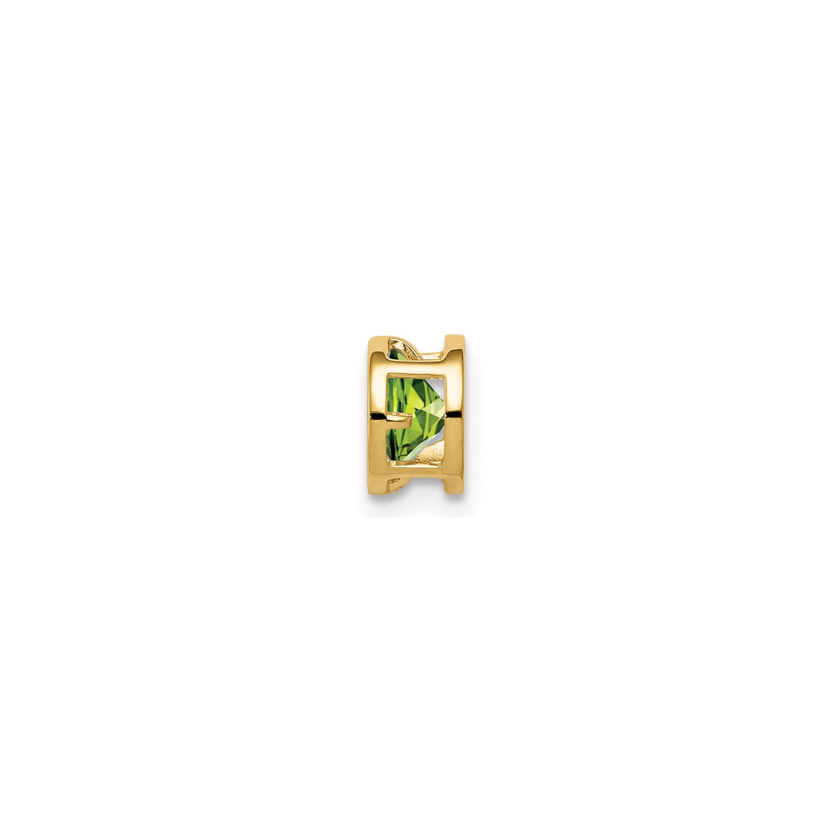 14k Yellow Gold Stud Earrings with Round Bezel Setting, Peridot Gemstone, Minimalist Style
