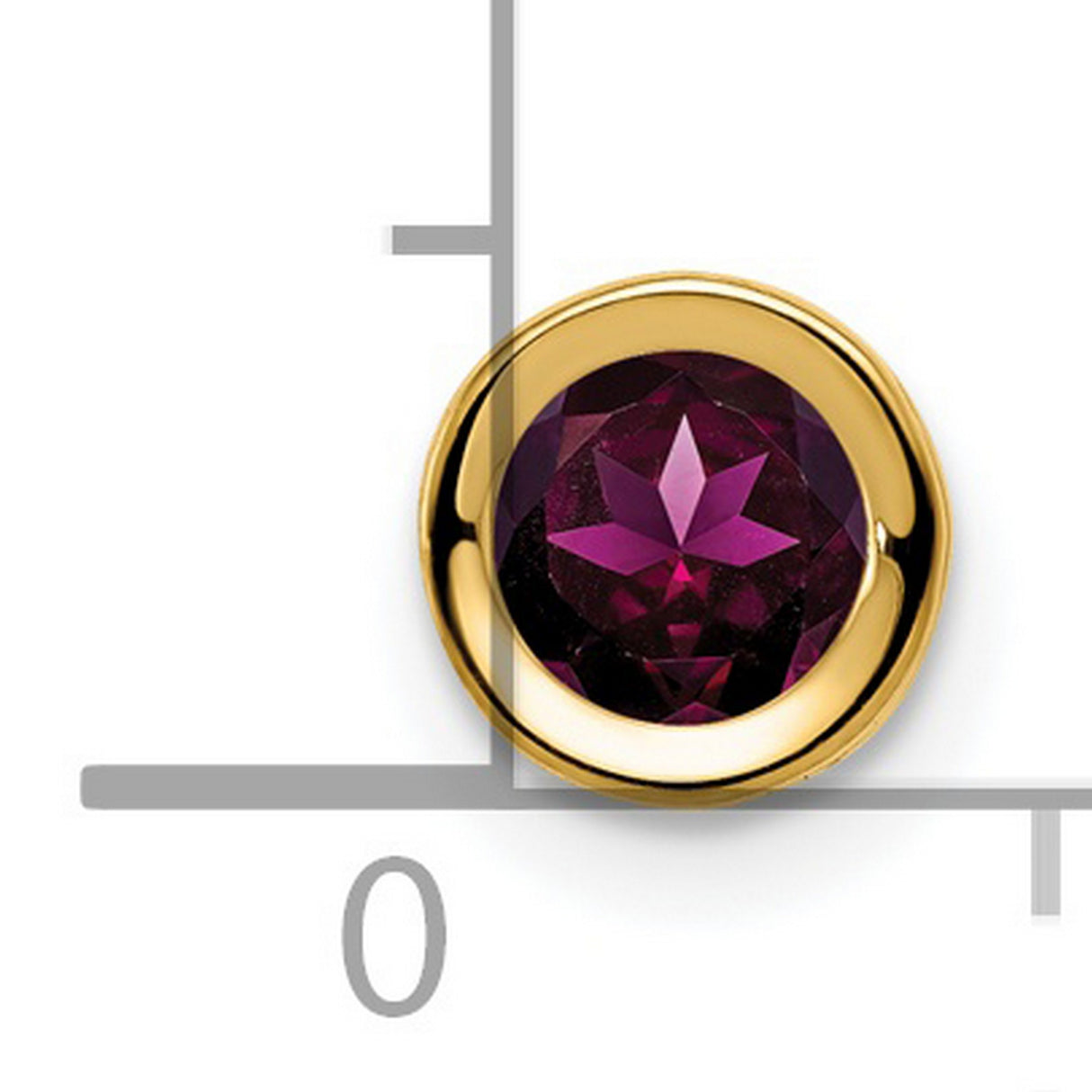 5mm Rhodolite Garnet bezel Charm Pendant in Real 14k Yellow Gold