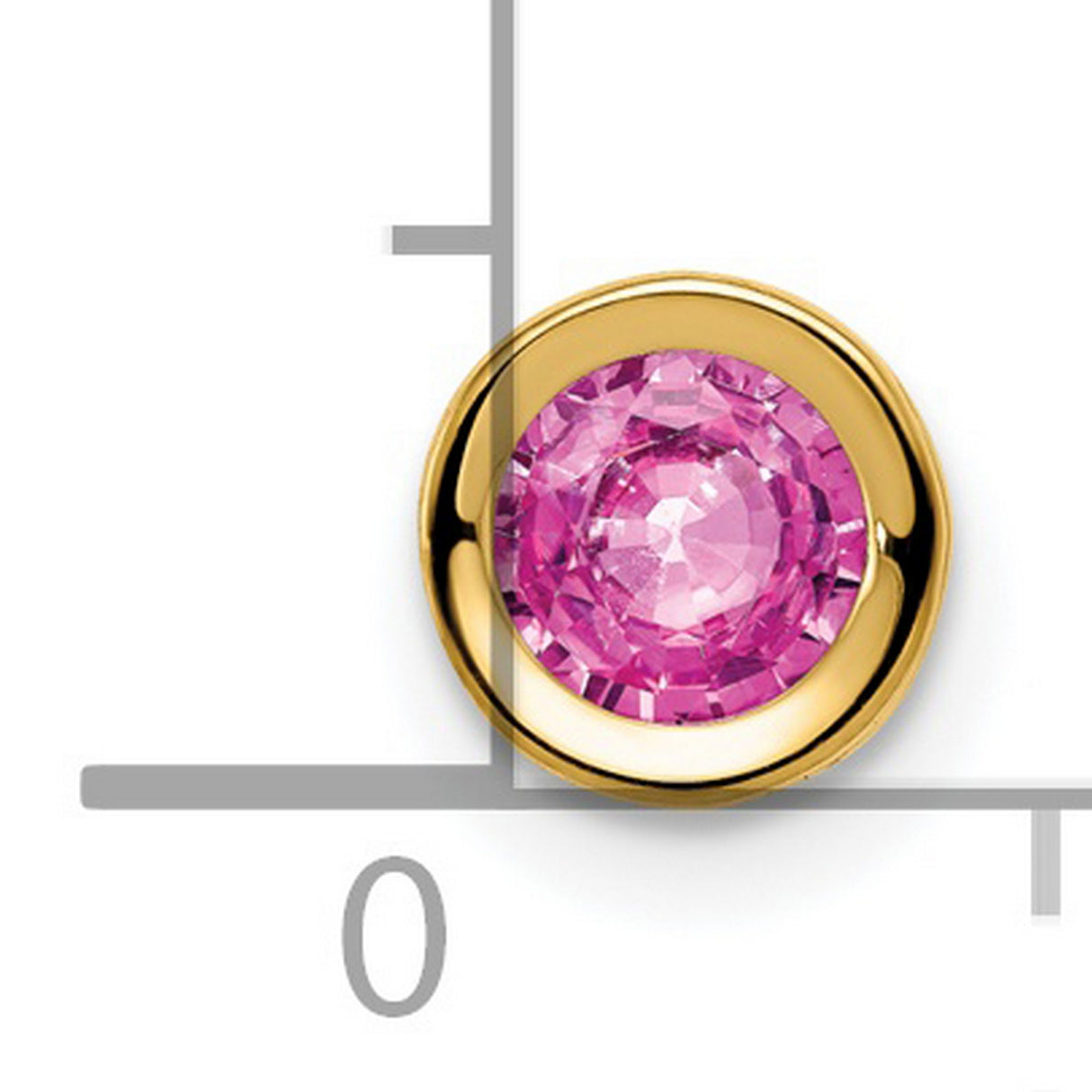 5mm Pink Sapphire bezel Charm Pendant in Real 14k Yellow Gold