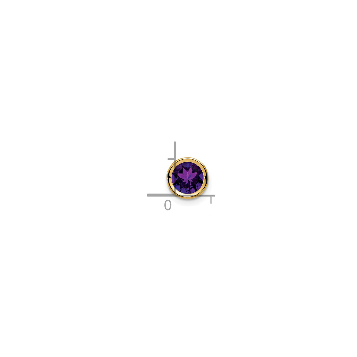 14k Yellow Gold Amethyst Pendant, Round Bezel-Set February Birthstone, Modern Dainty Design