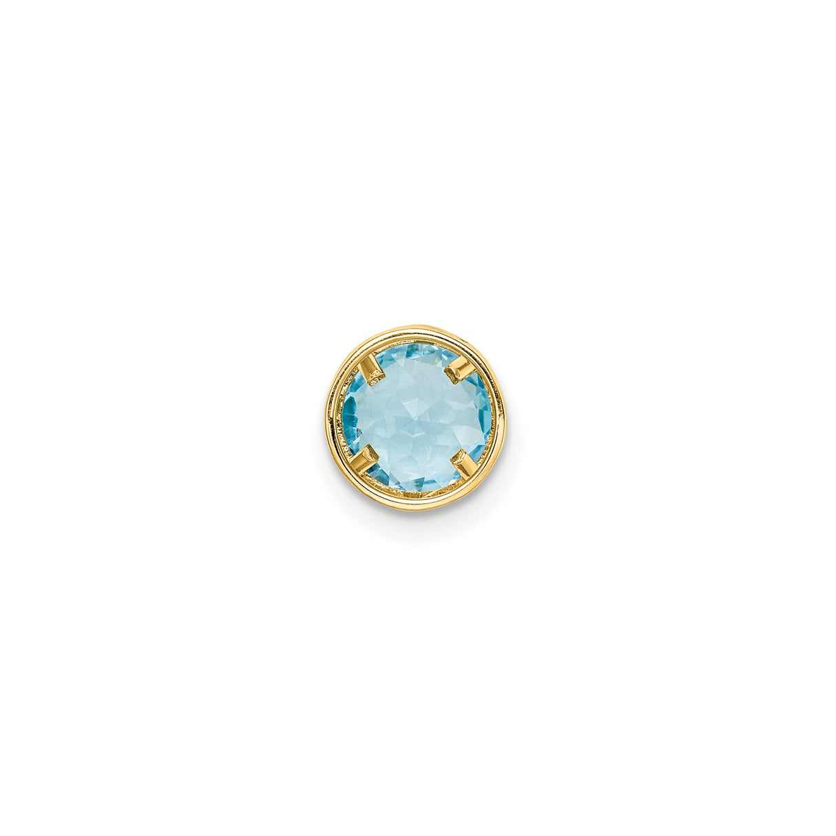 14k Yellow Gold Round Pendant with Swiss Blue Topaz Bezel-Set Gemstone for Women