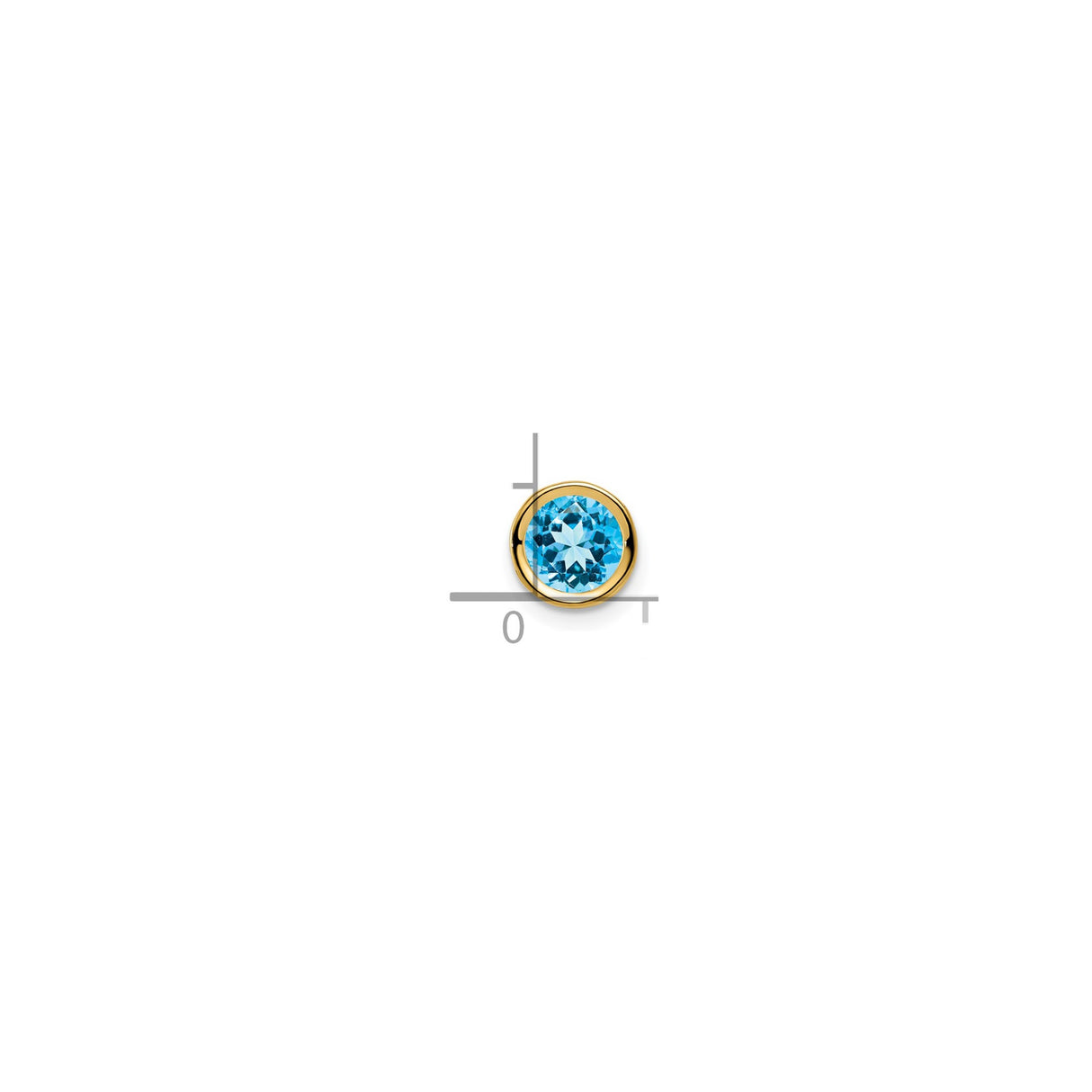14k Yellow Gold Round Pendant with Swiss Blue Topaz Bezel-Set Gemstone for Women