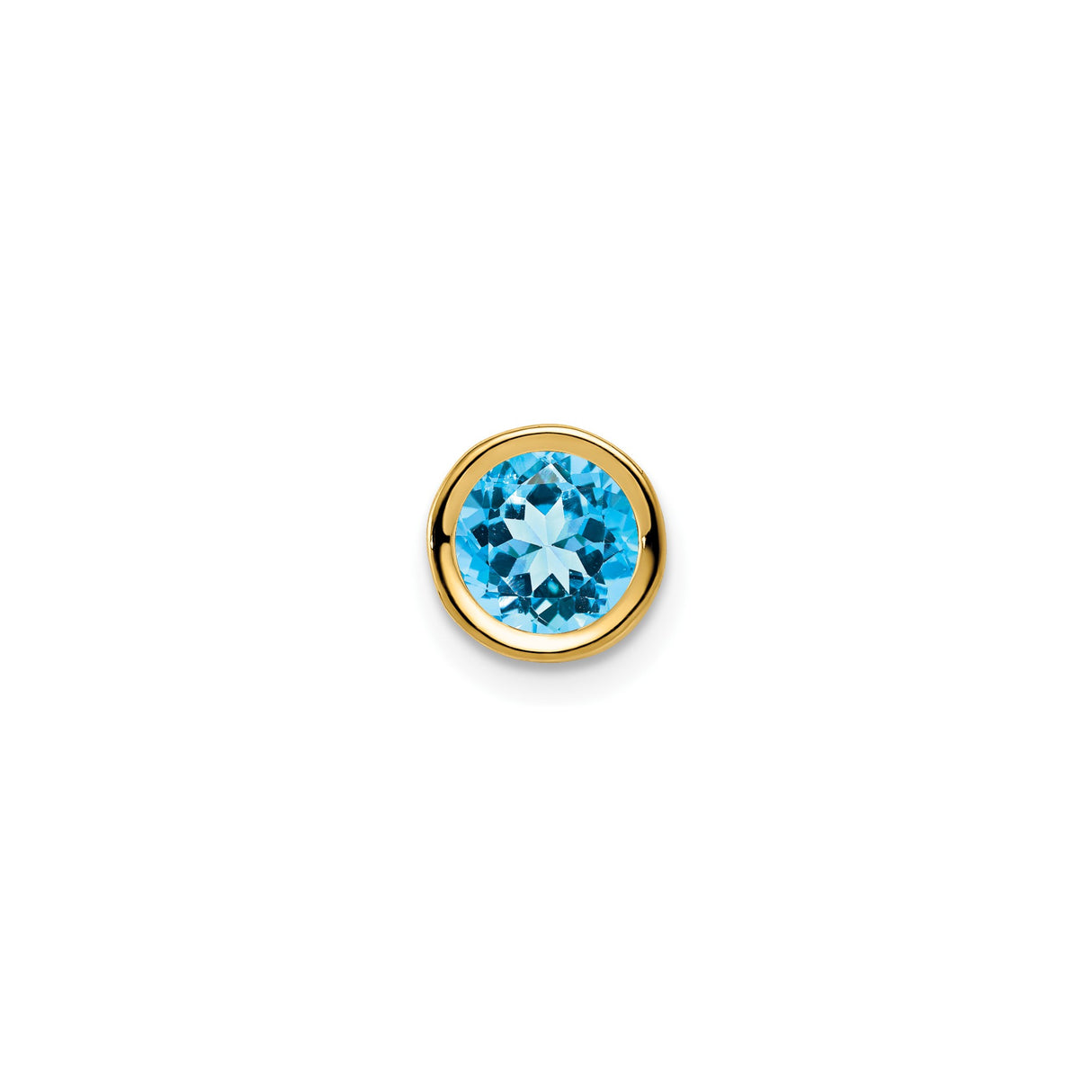 14k Yellow Gold Round Pendant with Swiss Blue Topaz Bezel-Set Gemstone for Women
