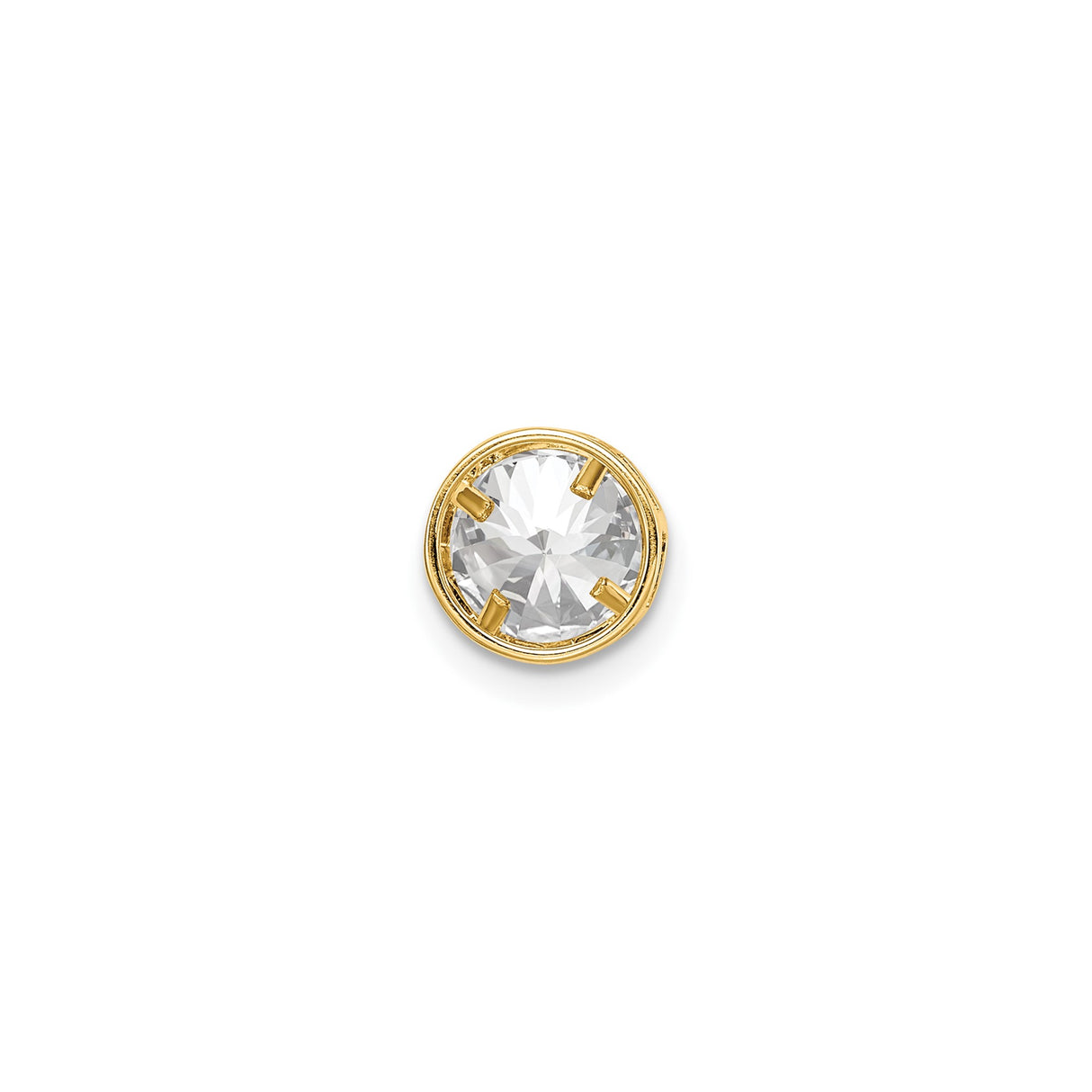 14k Yellow Gold Stud Earring with Cubic Zirconia, Bezel Set, Minimalist Style for Women
