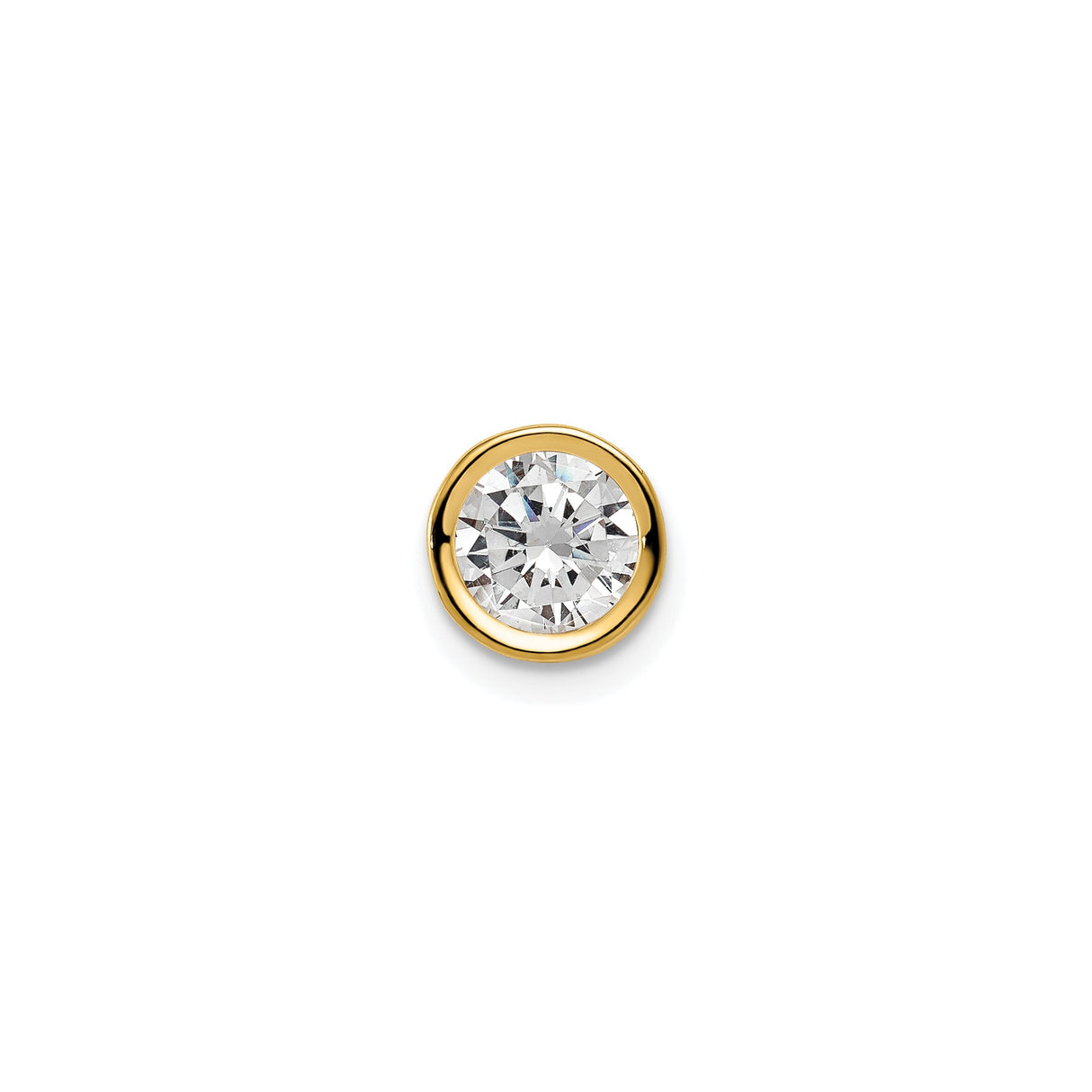14k Yellow Gold Stud Earring with Cubic Zirconia, Bezel Set, Minimalist Style for Women