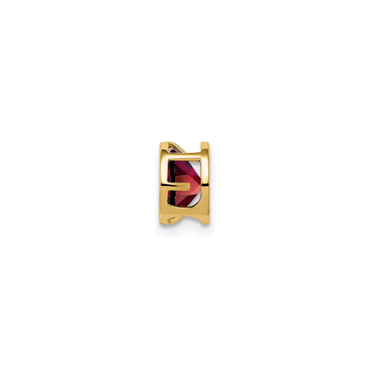 14k Yellow Gold Garnet Charm Pendant with Round Garnet in Bezel Setting, January Birthstone