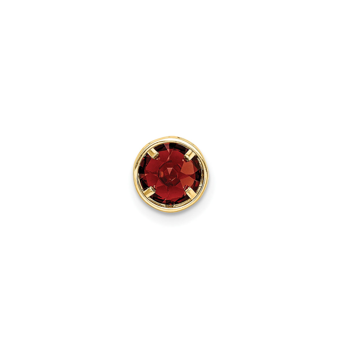 14k Yellow Gold Garnet Charm Pendant with Round Garnet in Bezel Setting, January Birthstone