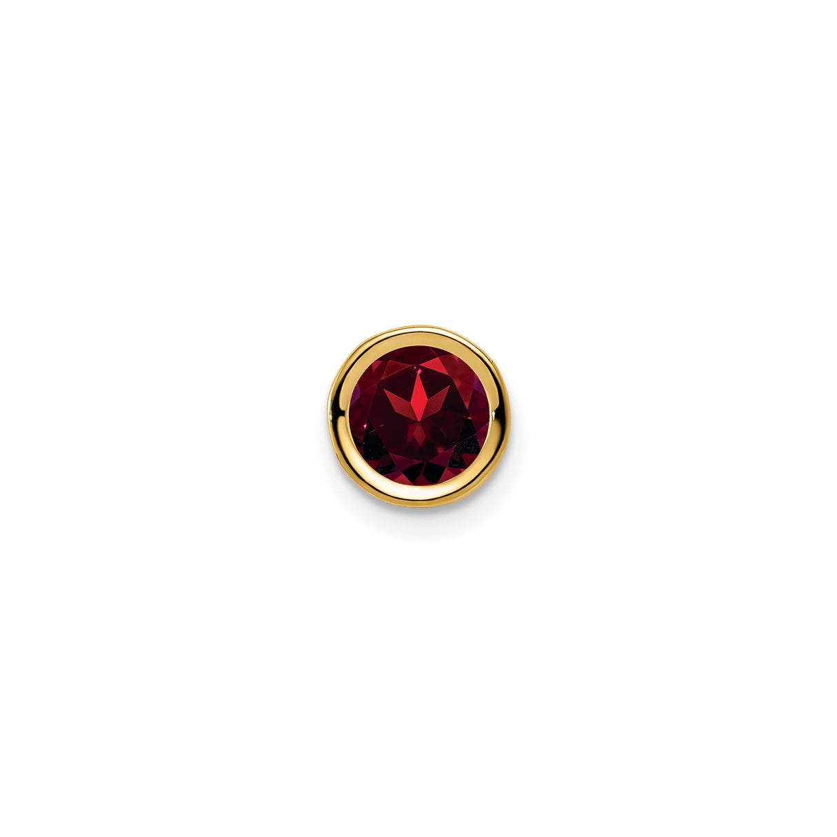 14k Yellow Gold Garnet Charm Pendant with Round Garnet in Bezel Setting, January Birthstone