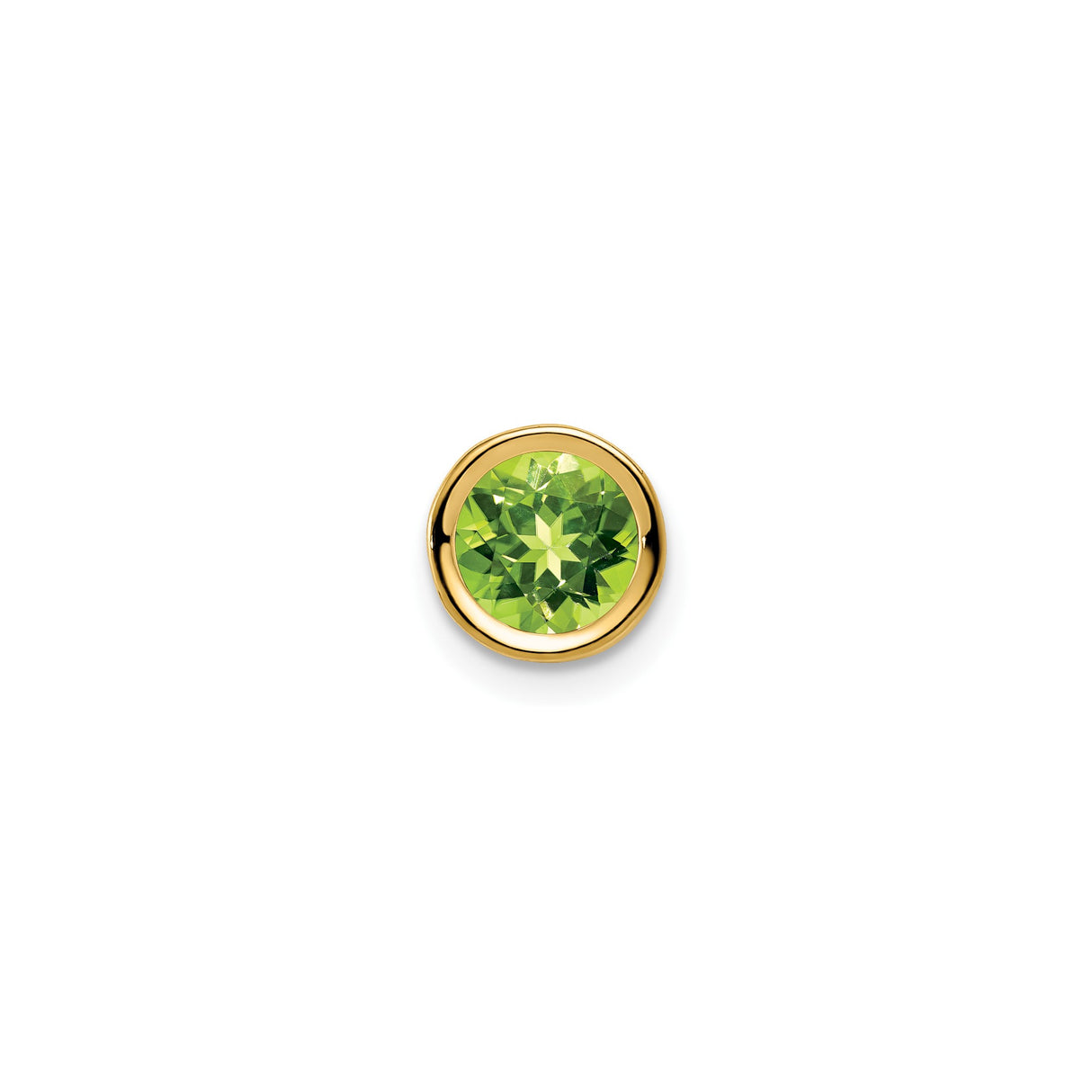 14k Yellow Gold Peridot Stud Earrings, Round Bezel Set August Birthstone Jewelry
