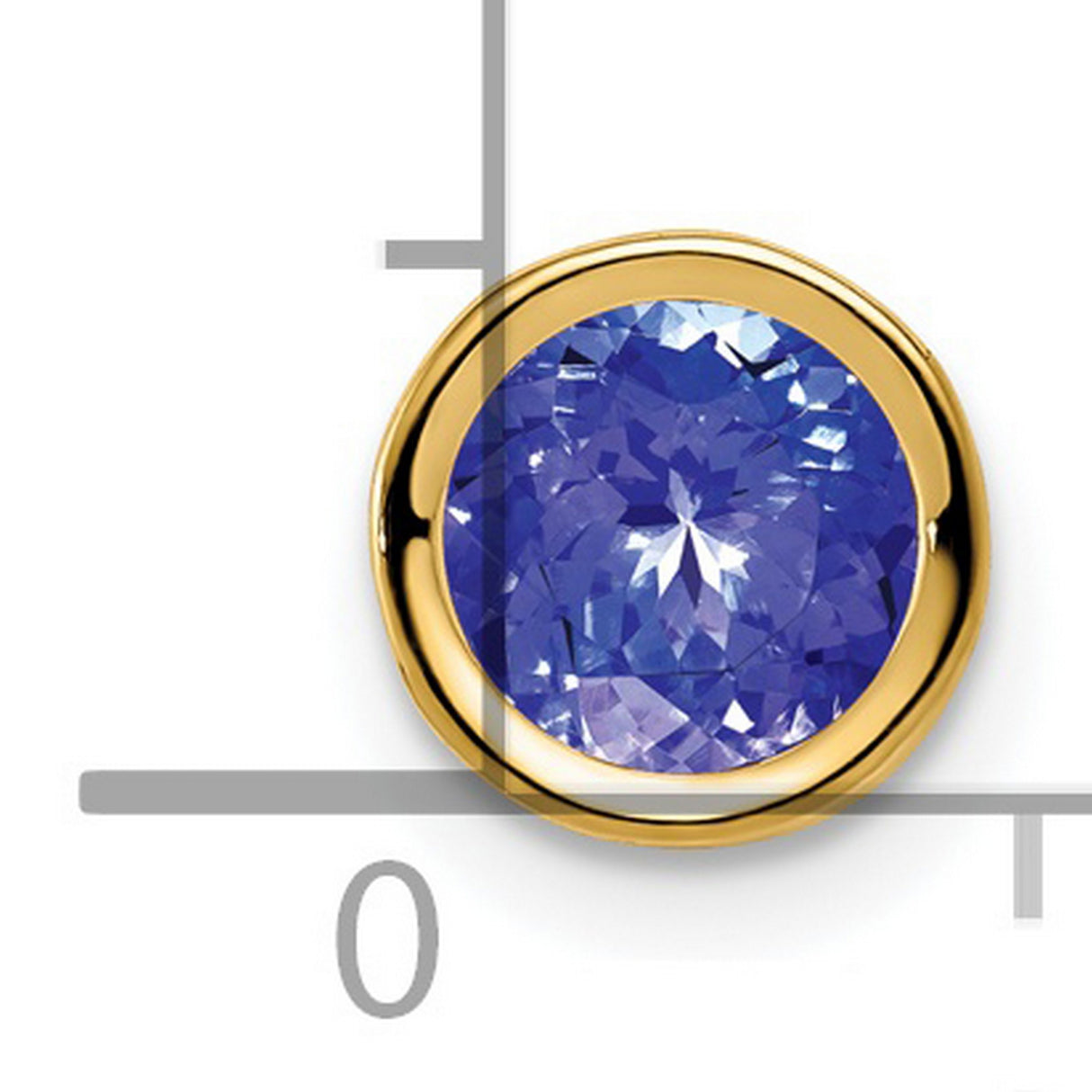 6mm Tanzanite bezel Charm Pendant in Real 14k Yellow Gold