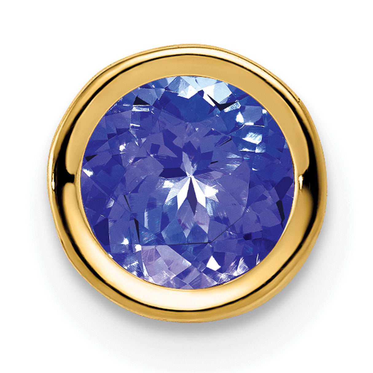 6mm Tanzanite bezel Charm Pendant in Real 14k Yellow Gold