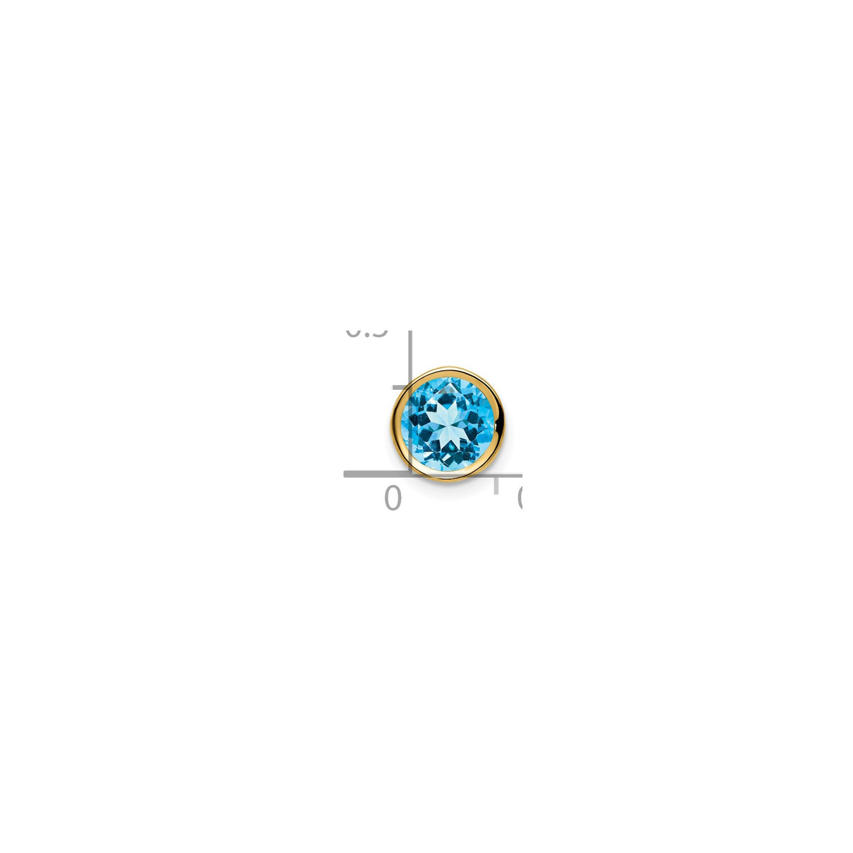 14k Yellow Gold Blue Topaz Stud Earrings, Bezel Set Round Gemstone, Minimalist Birthstone Jewelry