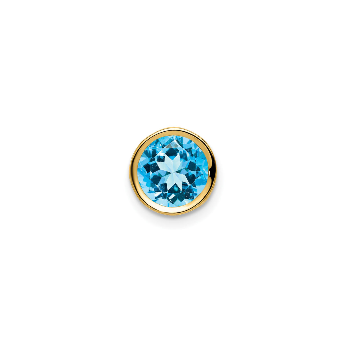 14k Yellow Gold Blue Topaz Stud Earrings, Bezel Set Round Gemstone, Minimalist Birthstone Jewelry